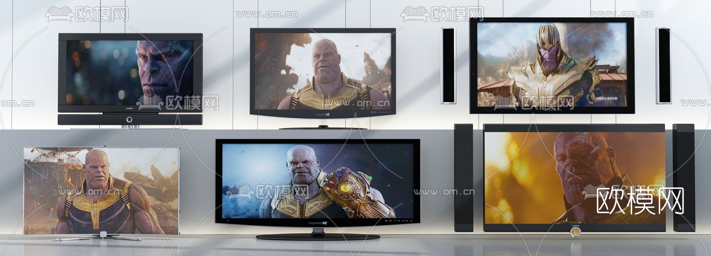 现代液晶电视机3d模型下载