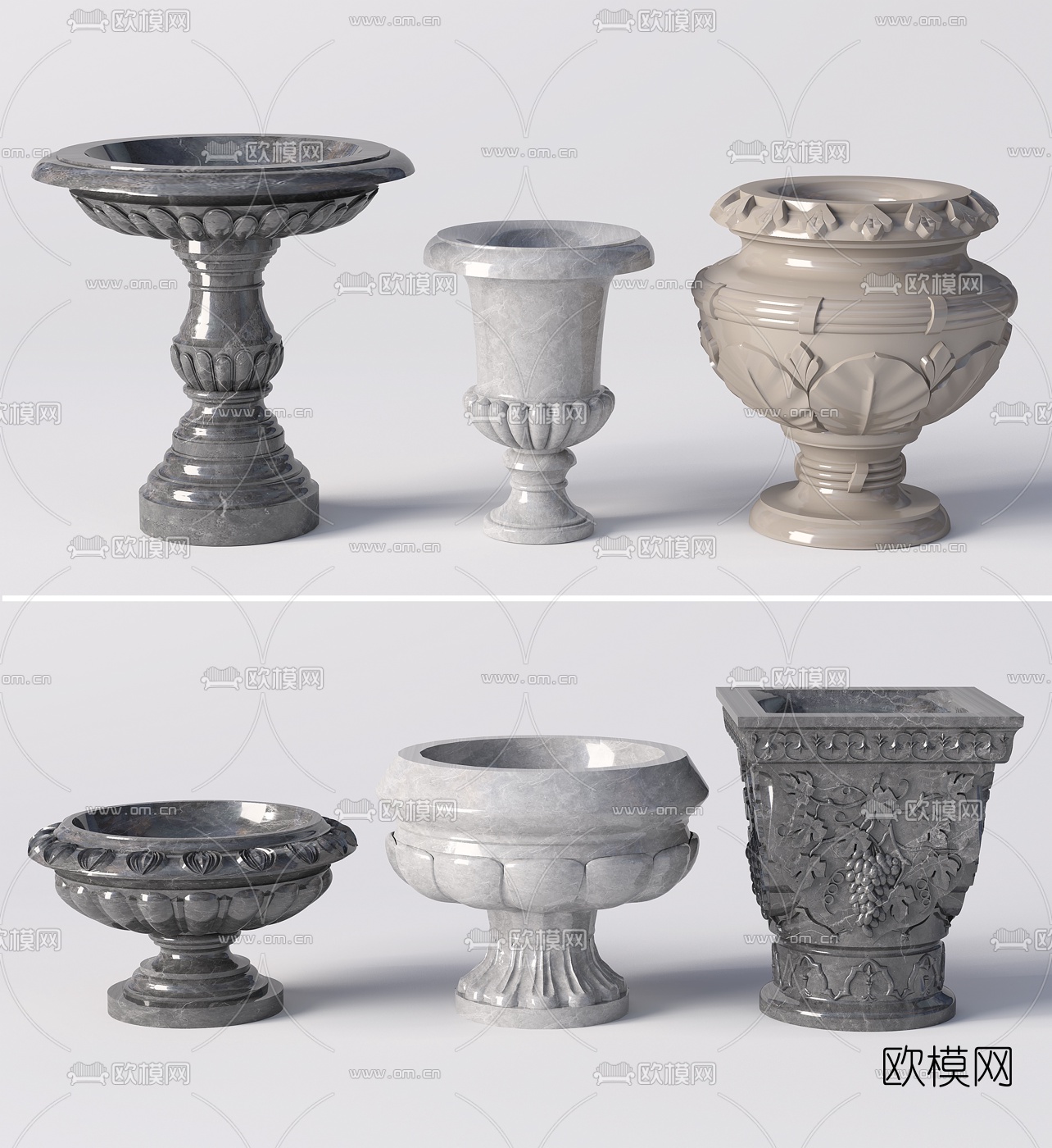 欧式雕花花钵3d模型