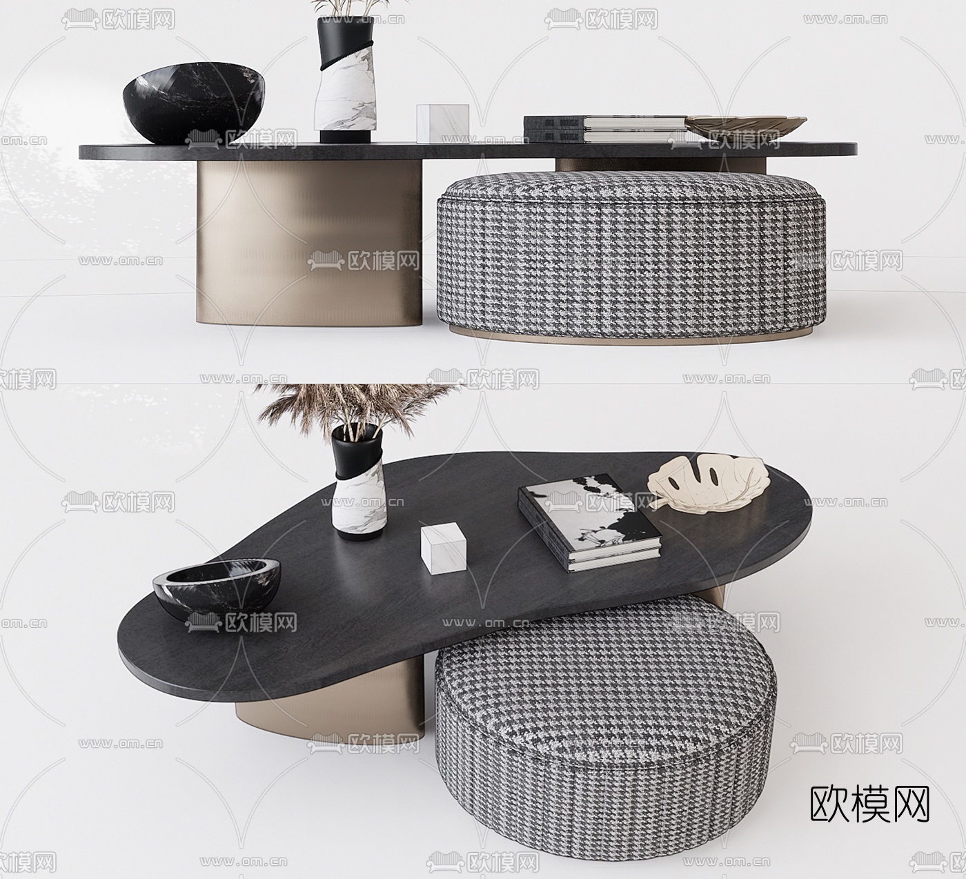 现代轻奢茶几su模型下载（渲染图1）