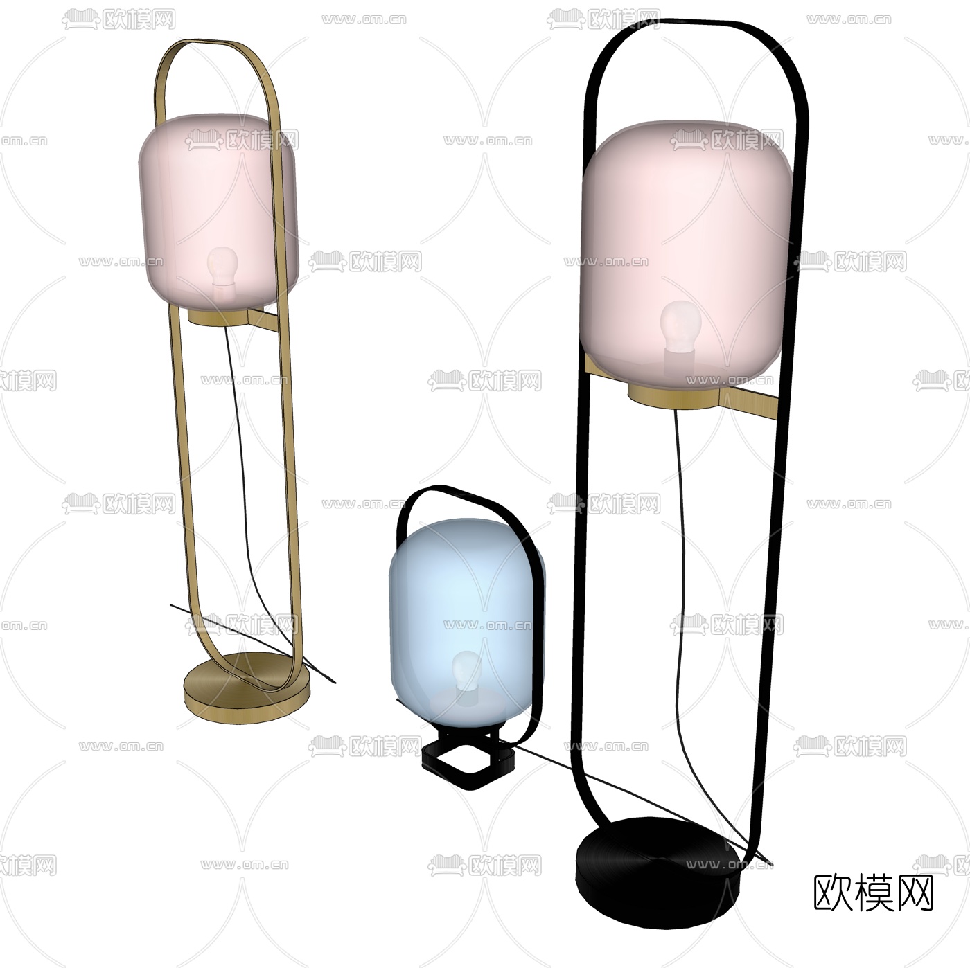 中式落地灯组合su模型下载（渲染图3）