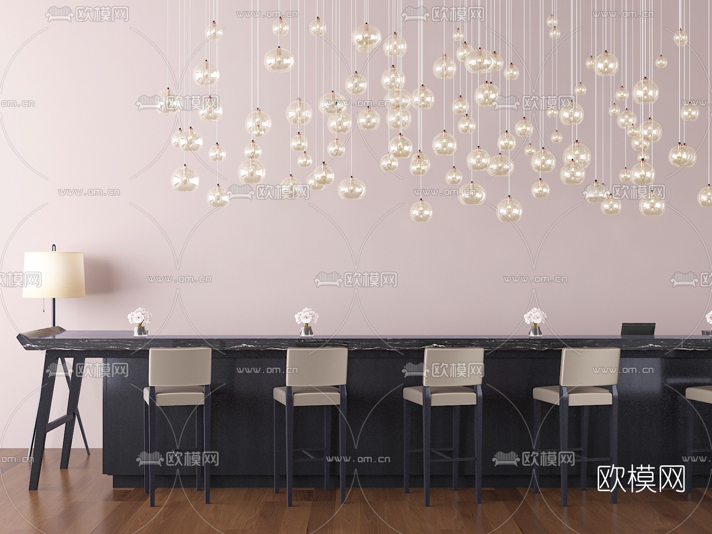 现代大理石酒吧吧台3d模型下载