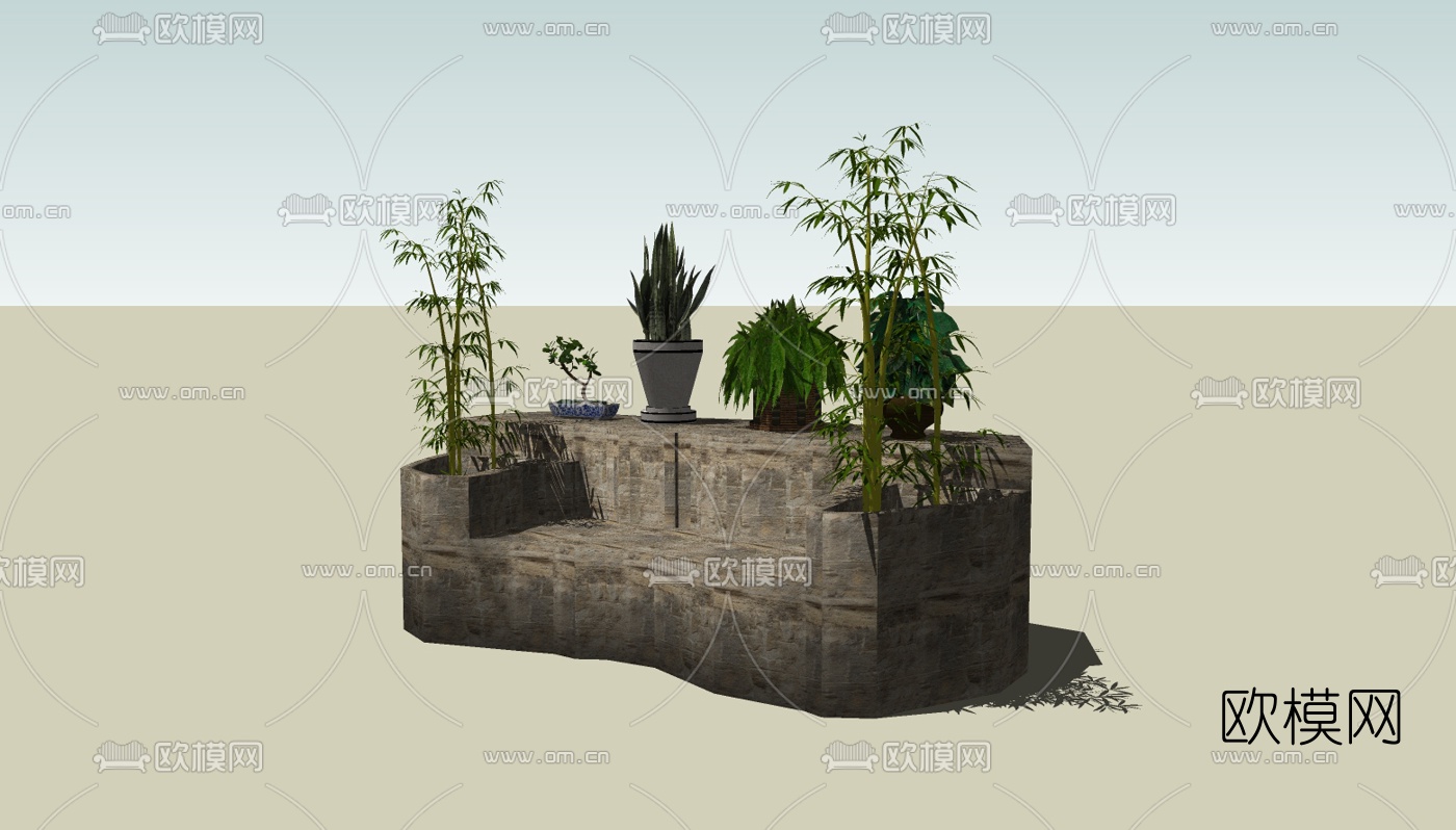 中式景观小品免费su模型下载