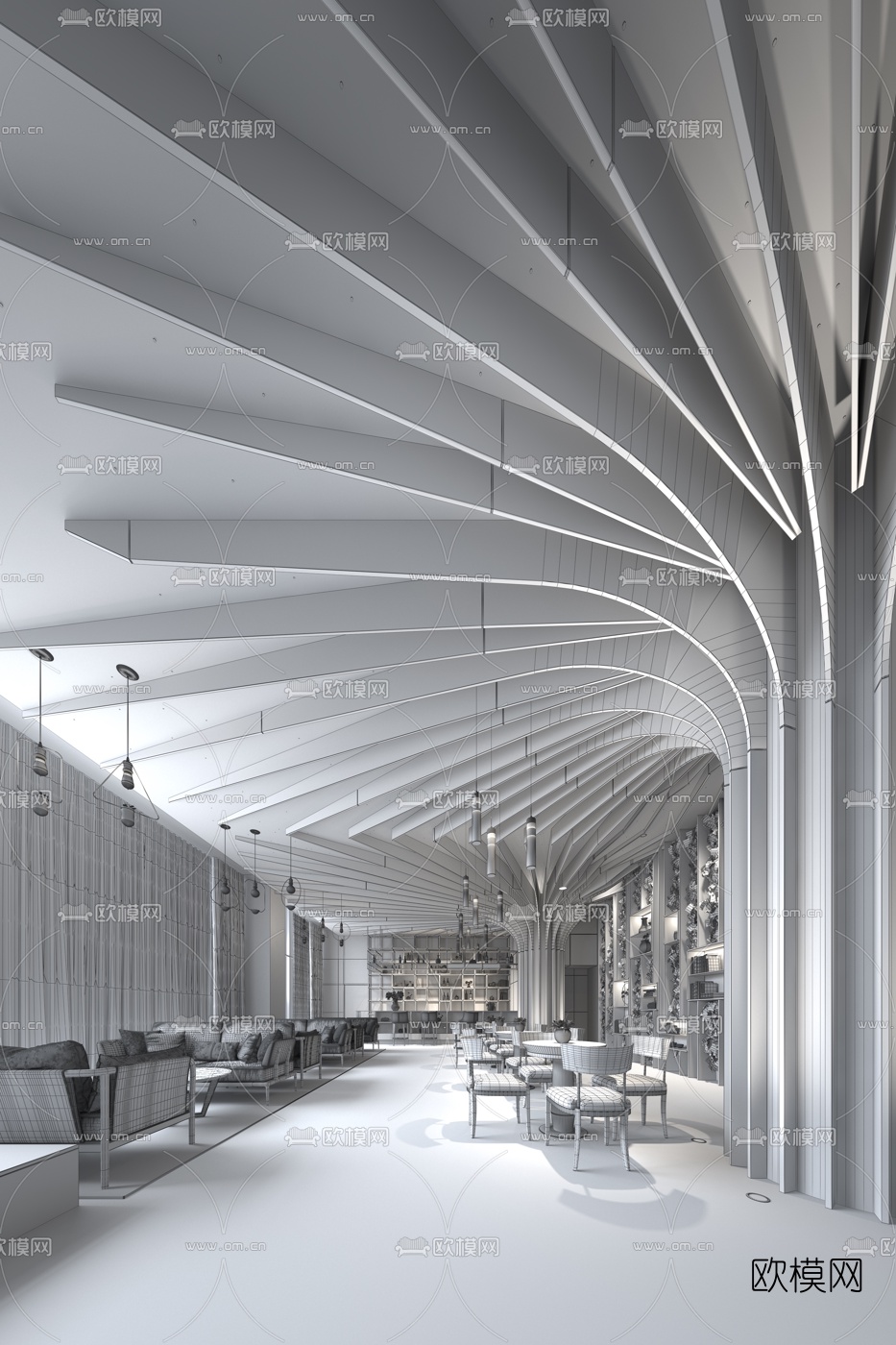 伊派设计 中建昭山印象新中式售楼处3d模型下载（渲染图2）