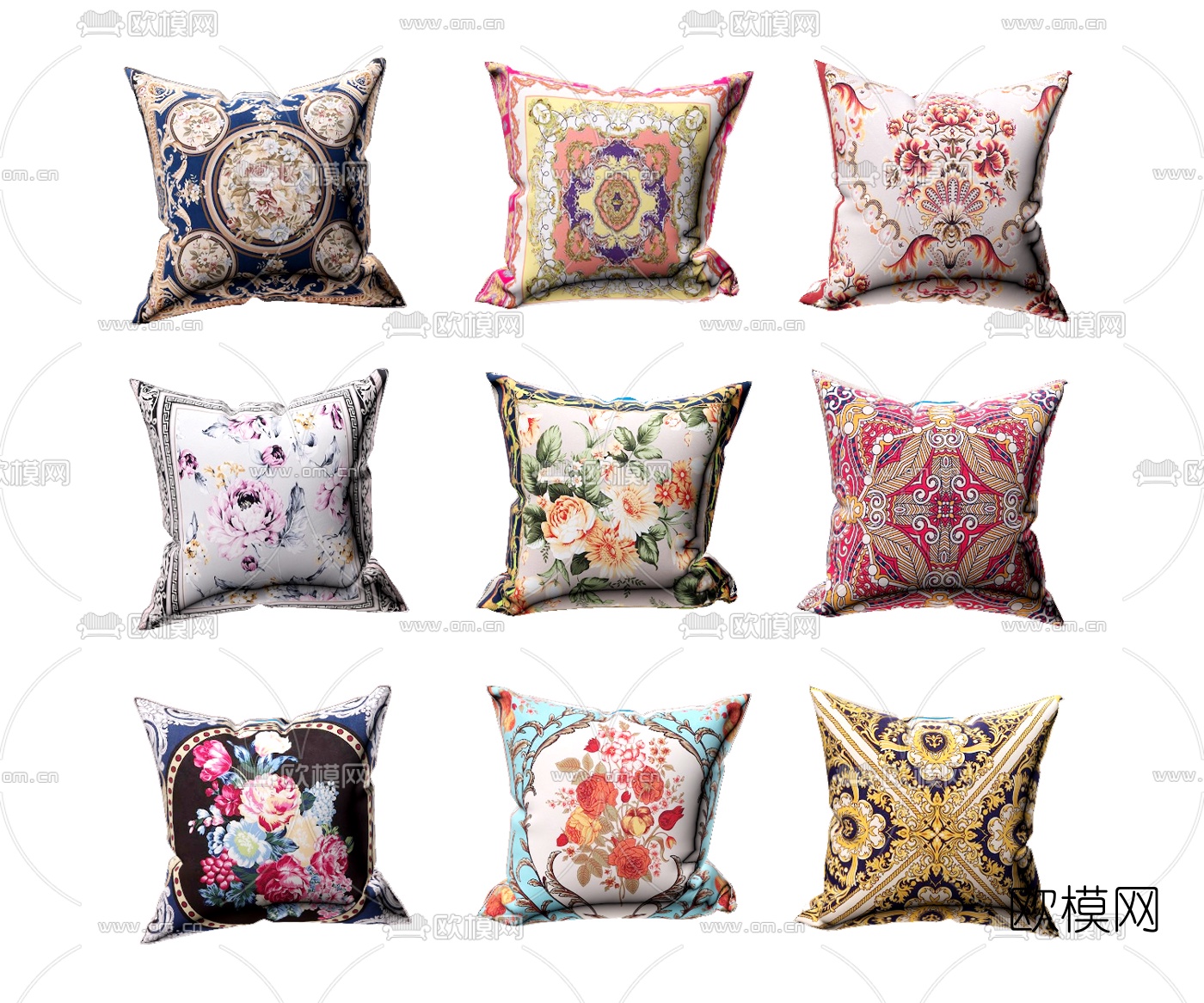 欧式抱枕组合3D模型下载