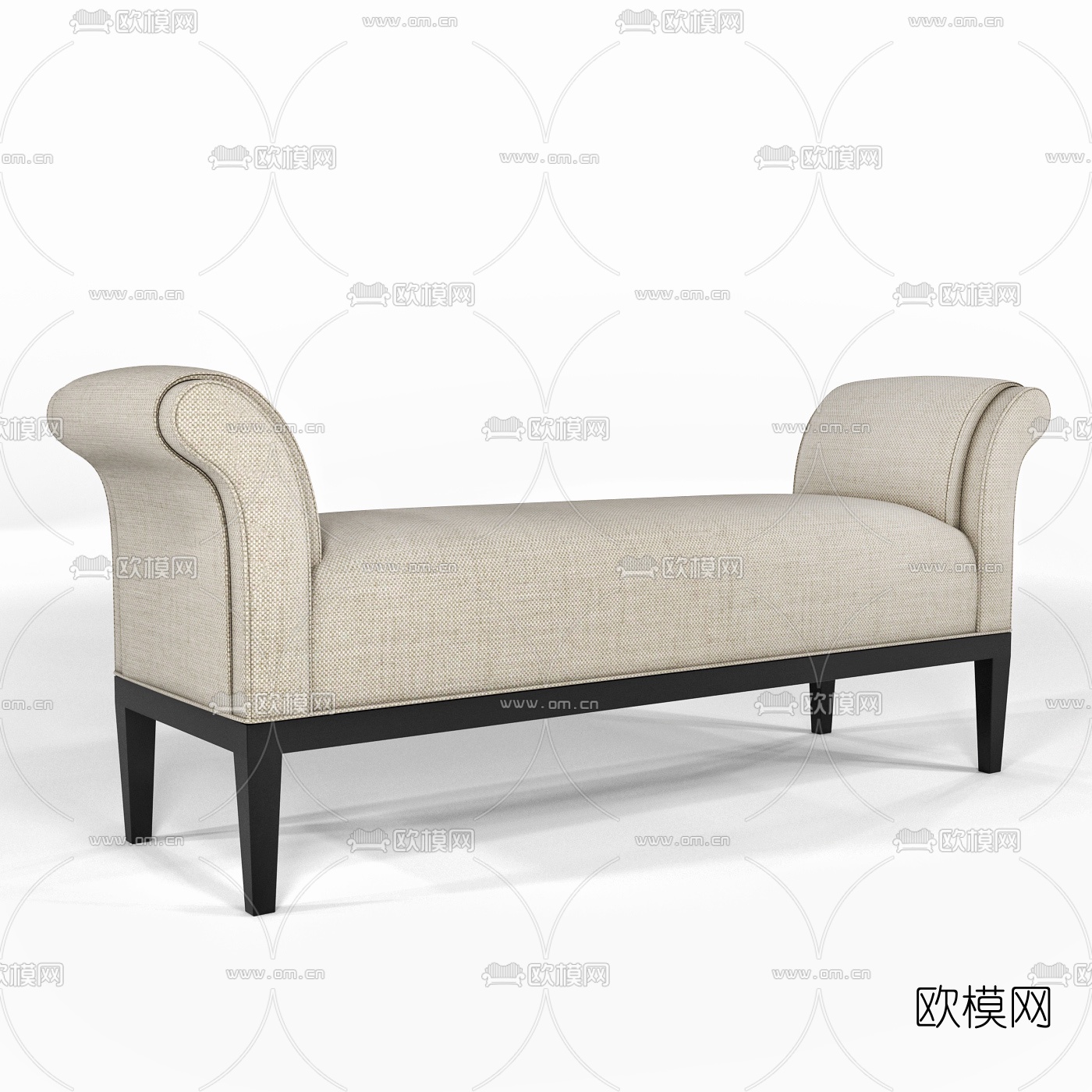 新中式布艺脚踏床尾凳3d模型