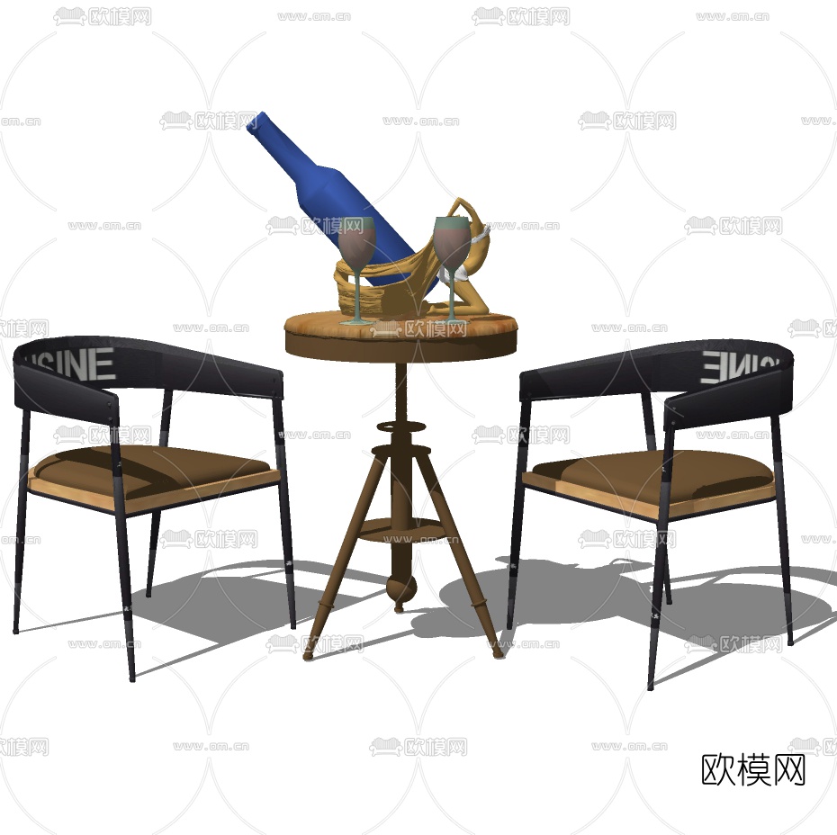 工业风休闲桌椅组合免费su模型下载