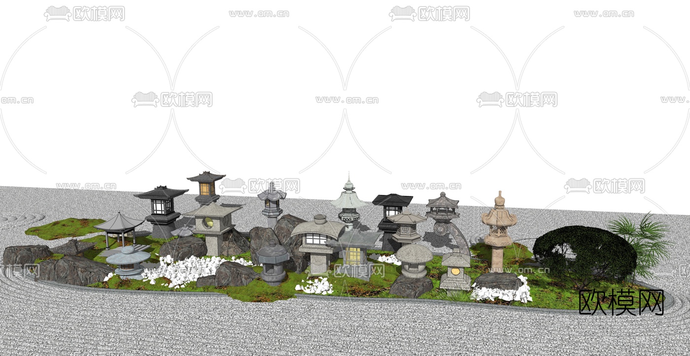 日式石灯su模型