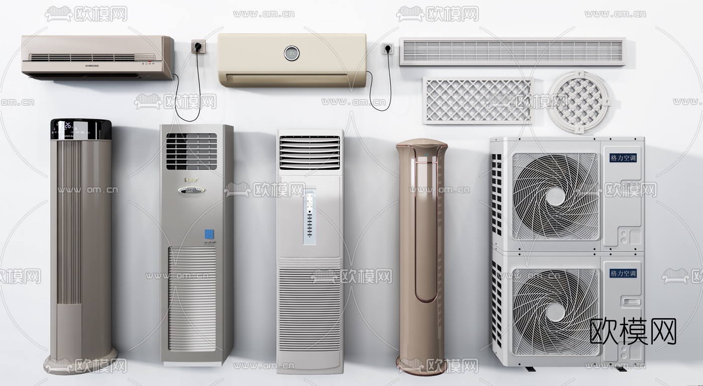 现代空调立式空调外机风口3d模型下载
