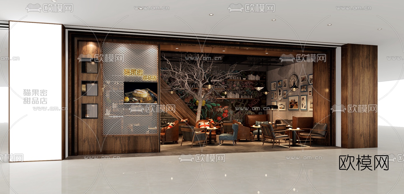 现代甜品店门面3D模型