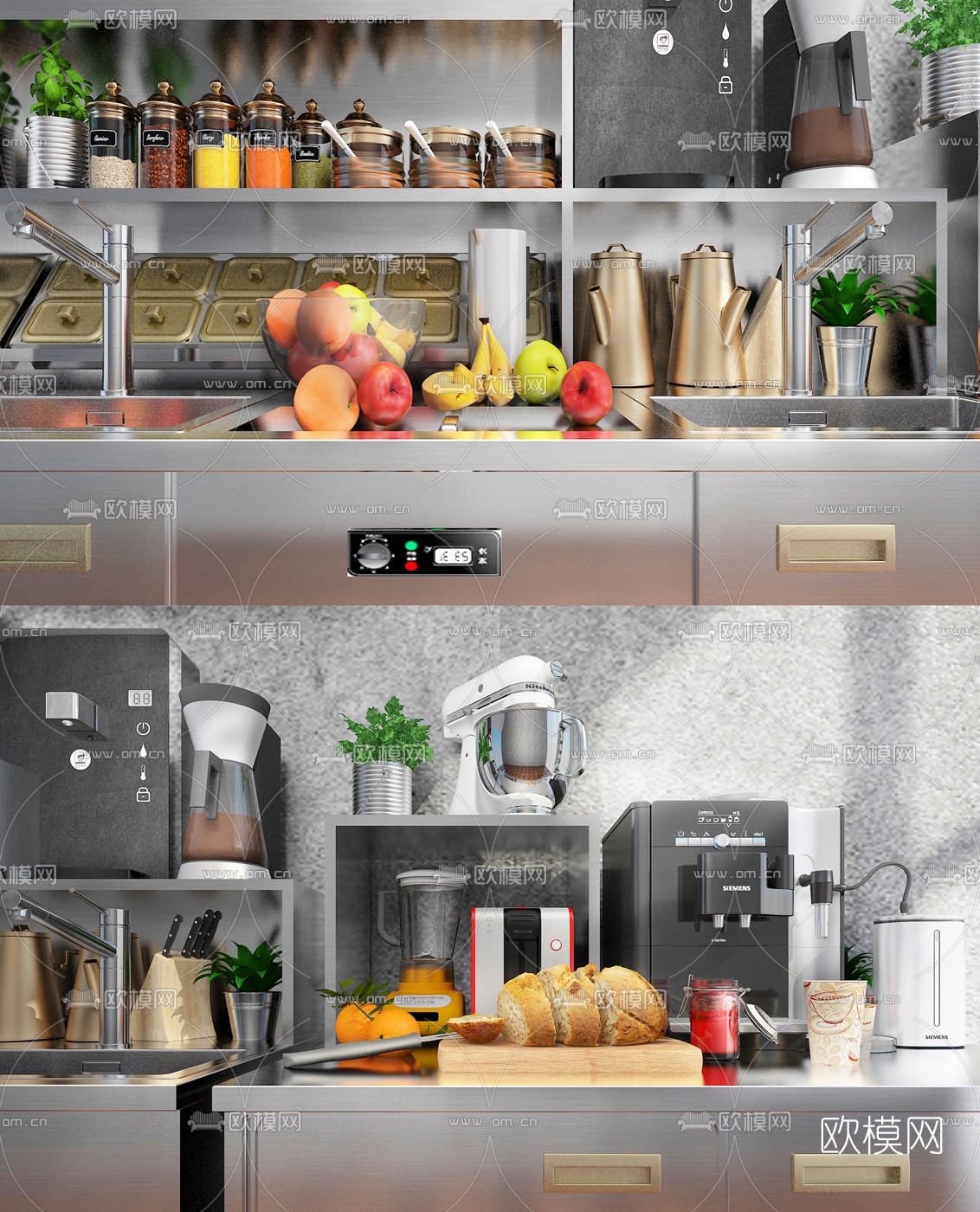 现代奶茶店水吧工作操作台3d模型