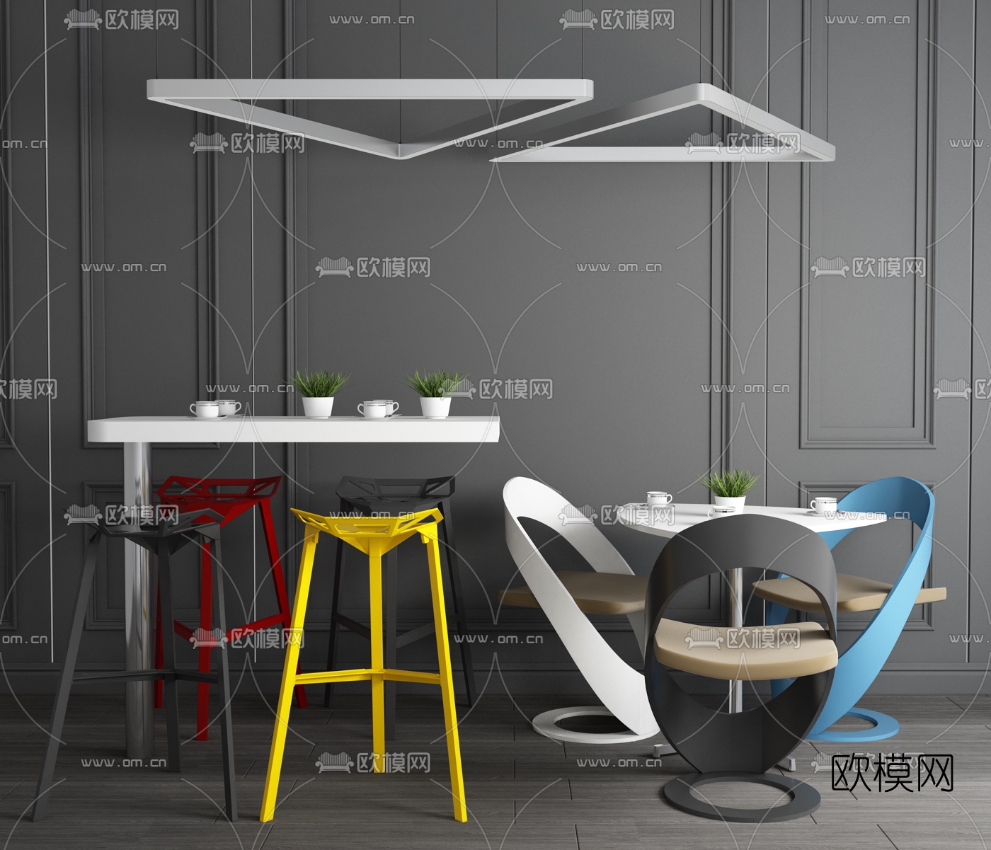 现代休闲桌椅3d模型下载