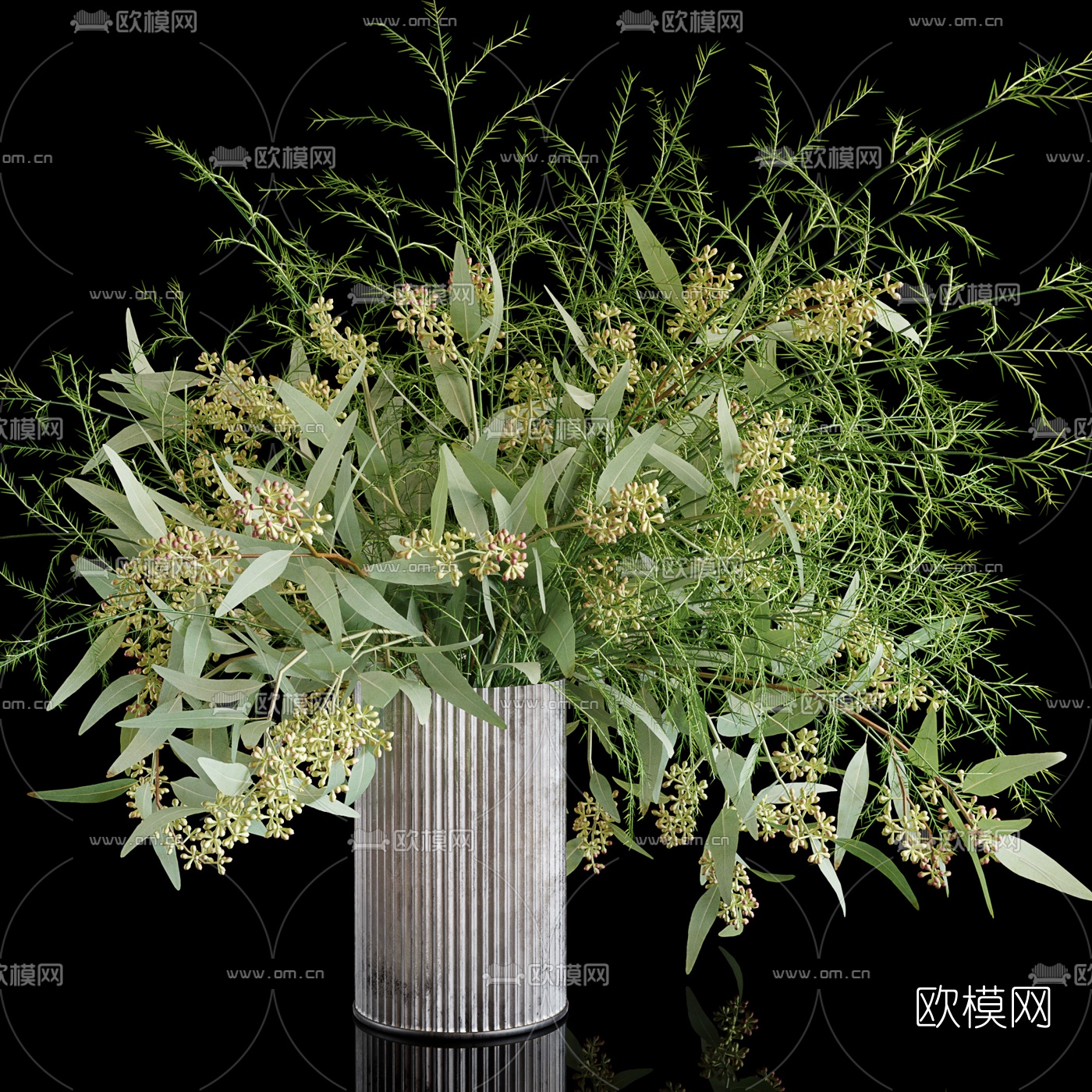 现代花卉花瓶3d模型