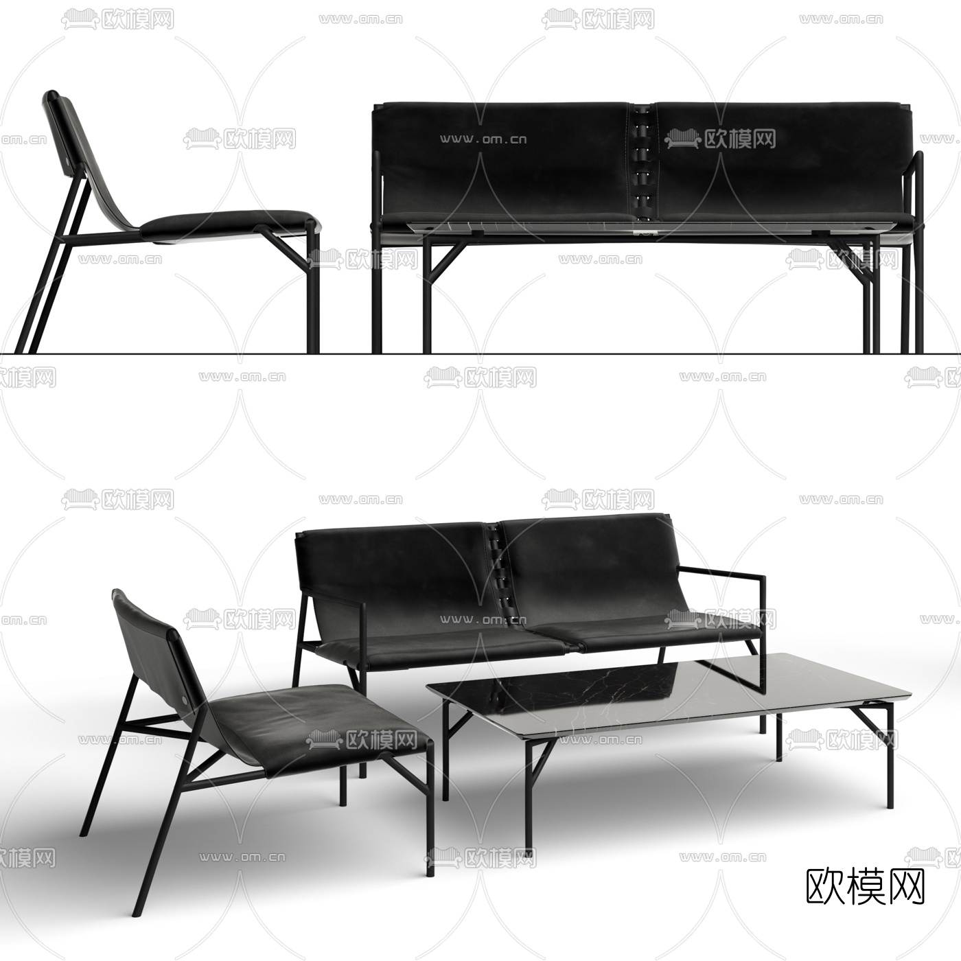 现代办公沙组合3d模型