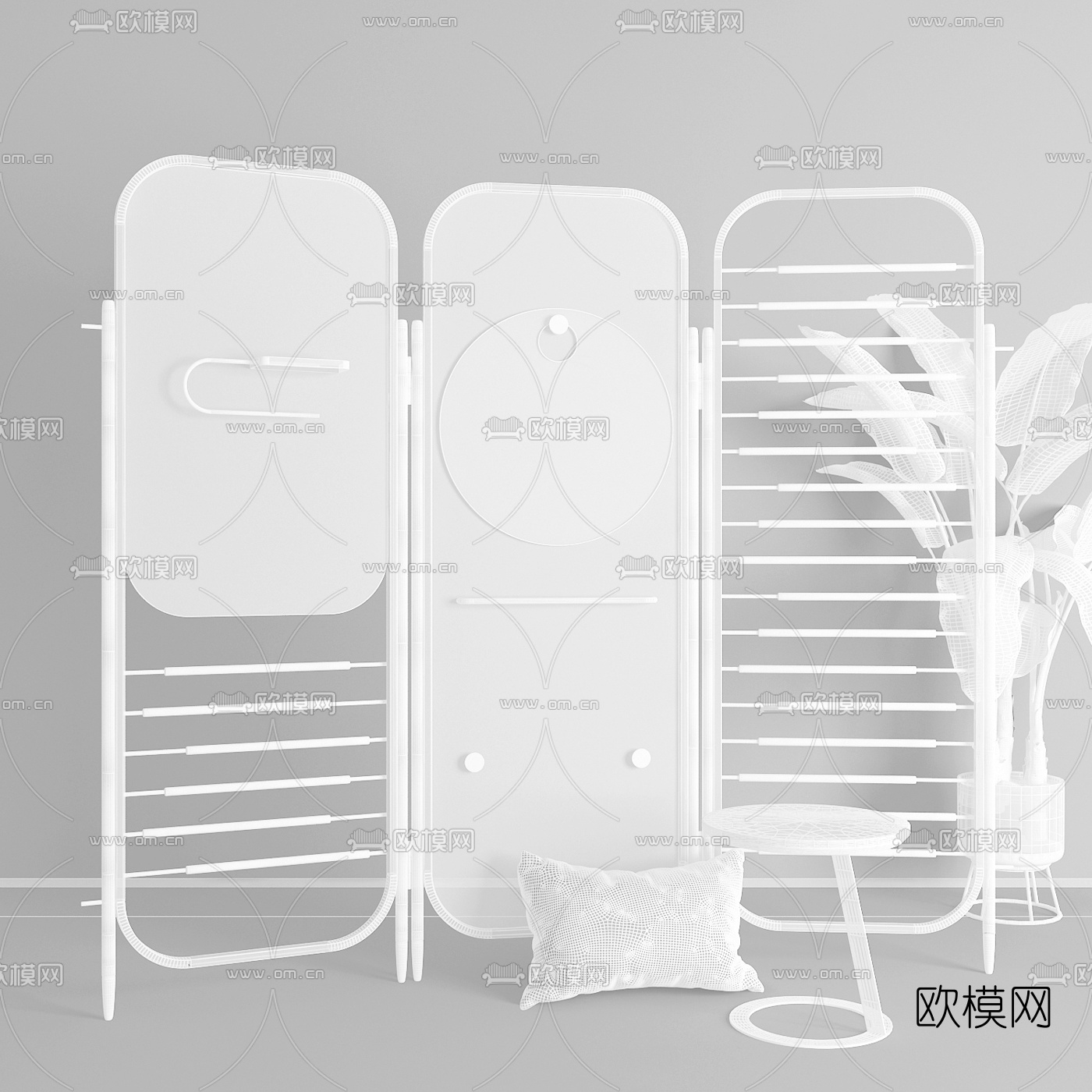 现代木质屏风隔断3d模型下载（渲染图2）
