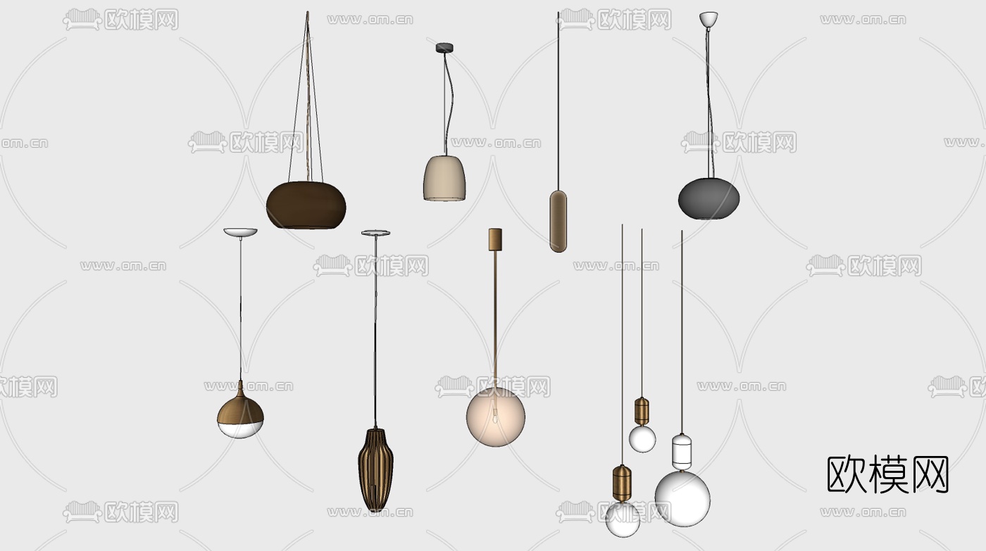现代吊灯su模型下载