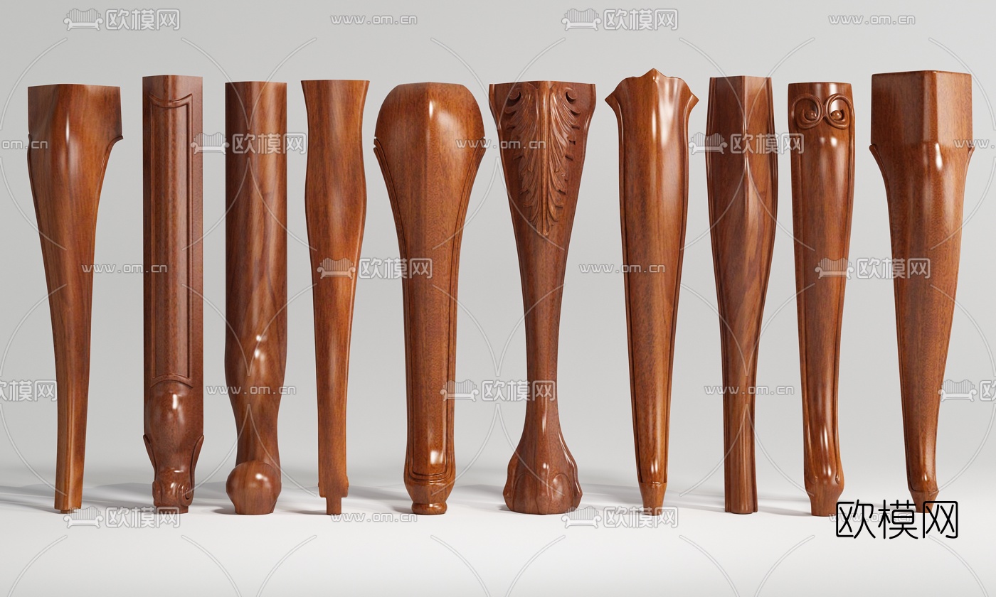 欧式罗马柱桌脚家具配件3d模型下载