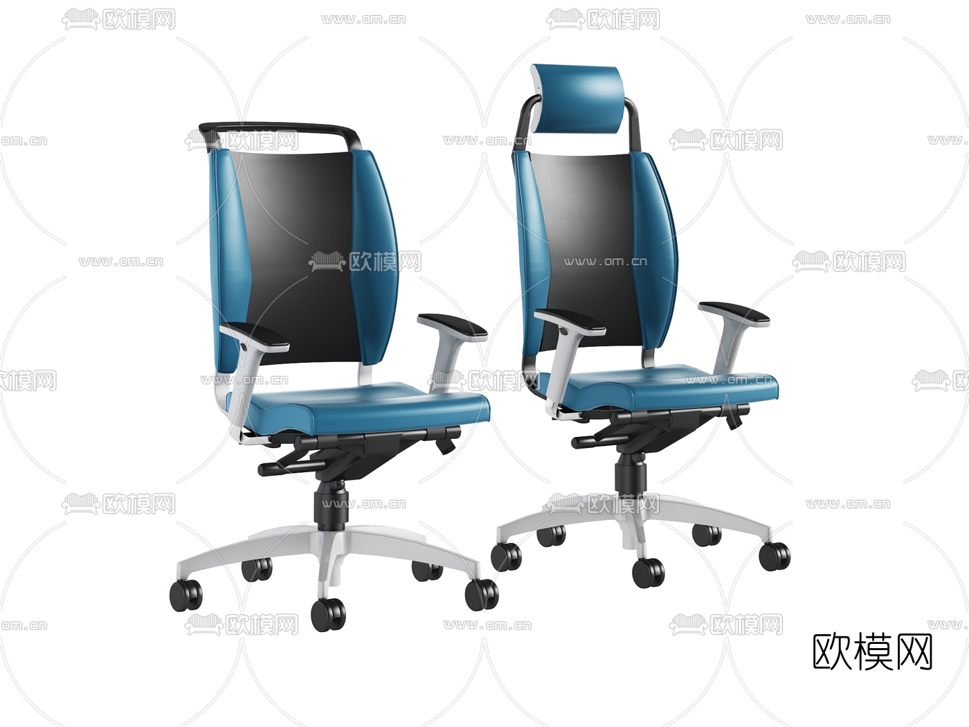 现代皮革办公椅3d模型
