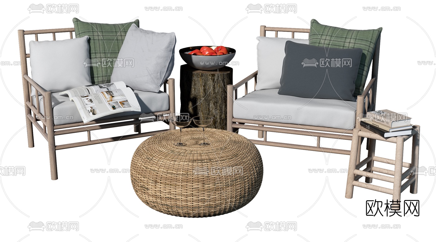 北欧休闲户外椅3d模型下载