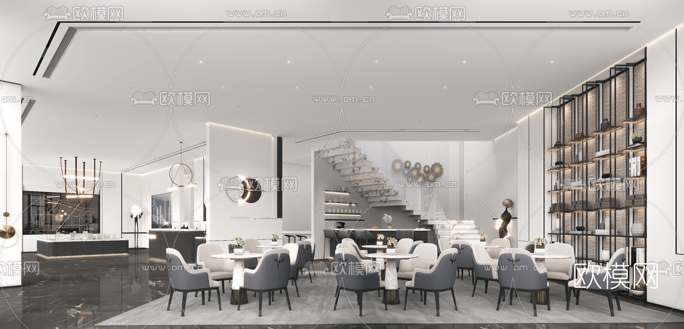 现代售楼处大厅3d模型下载（渲染图1）