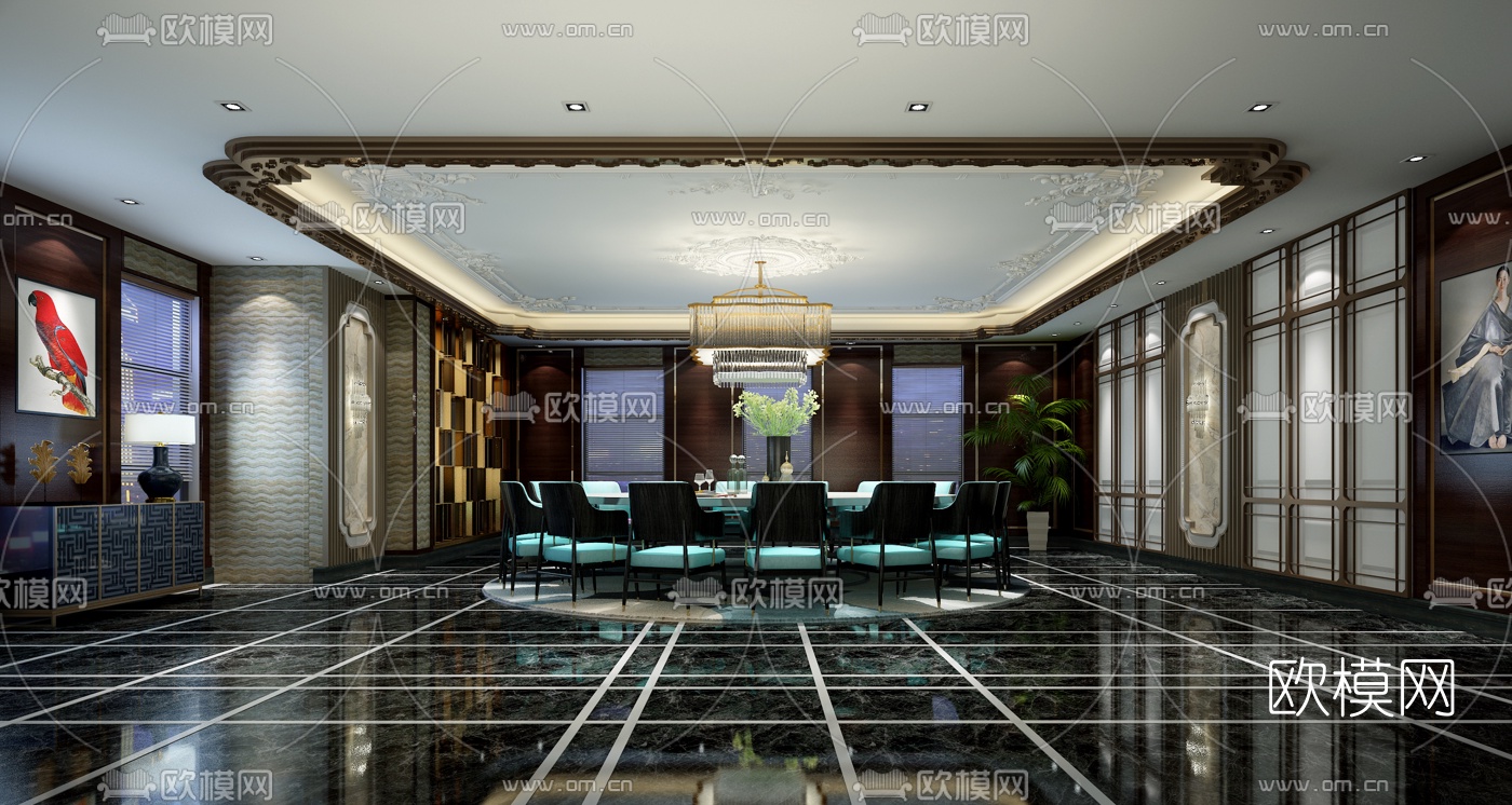 欧式餐厅包房3D模型