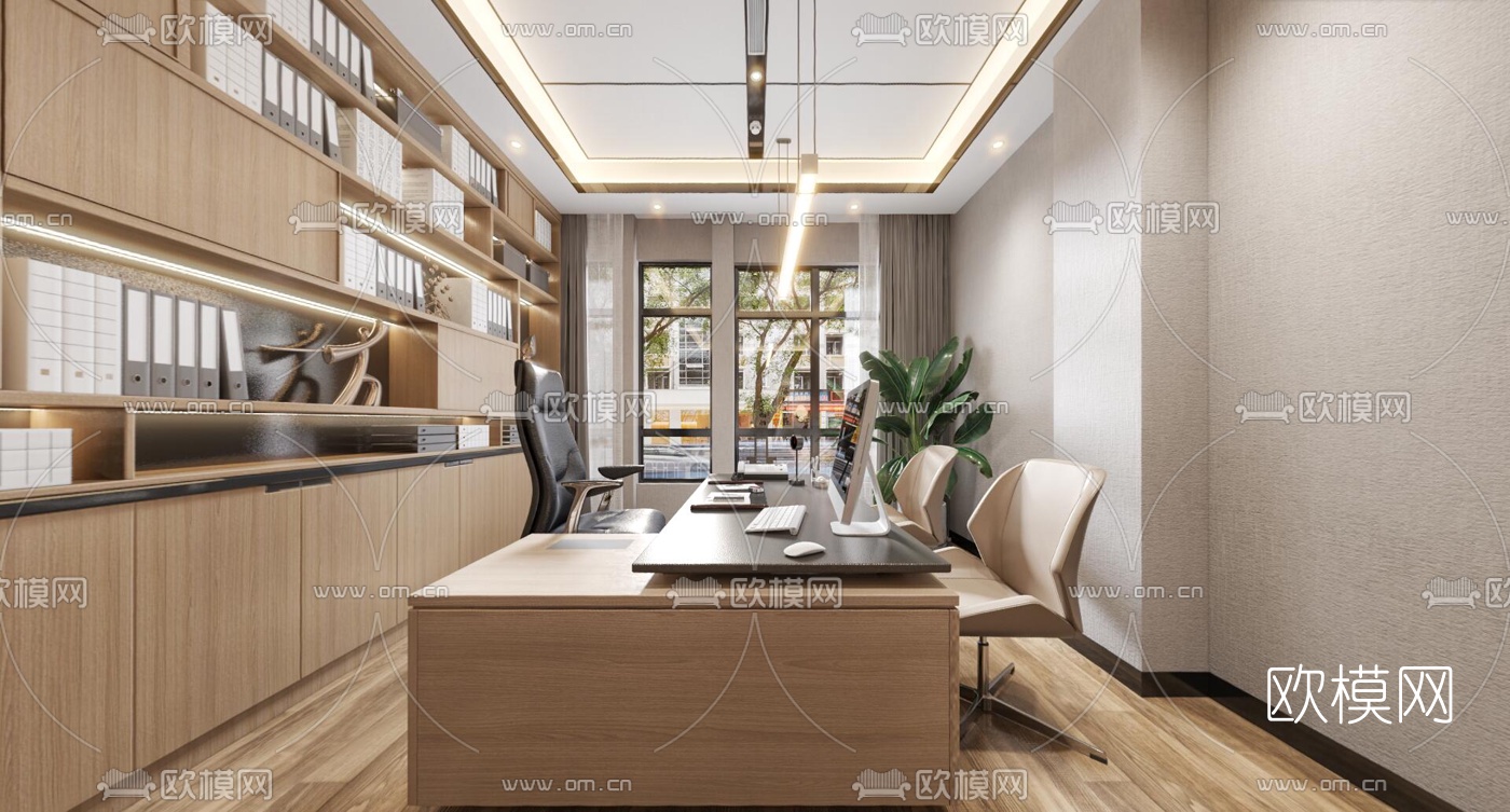 现代总经理办公室前台大厅vr全景3d模型