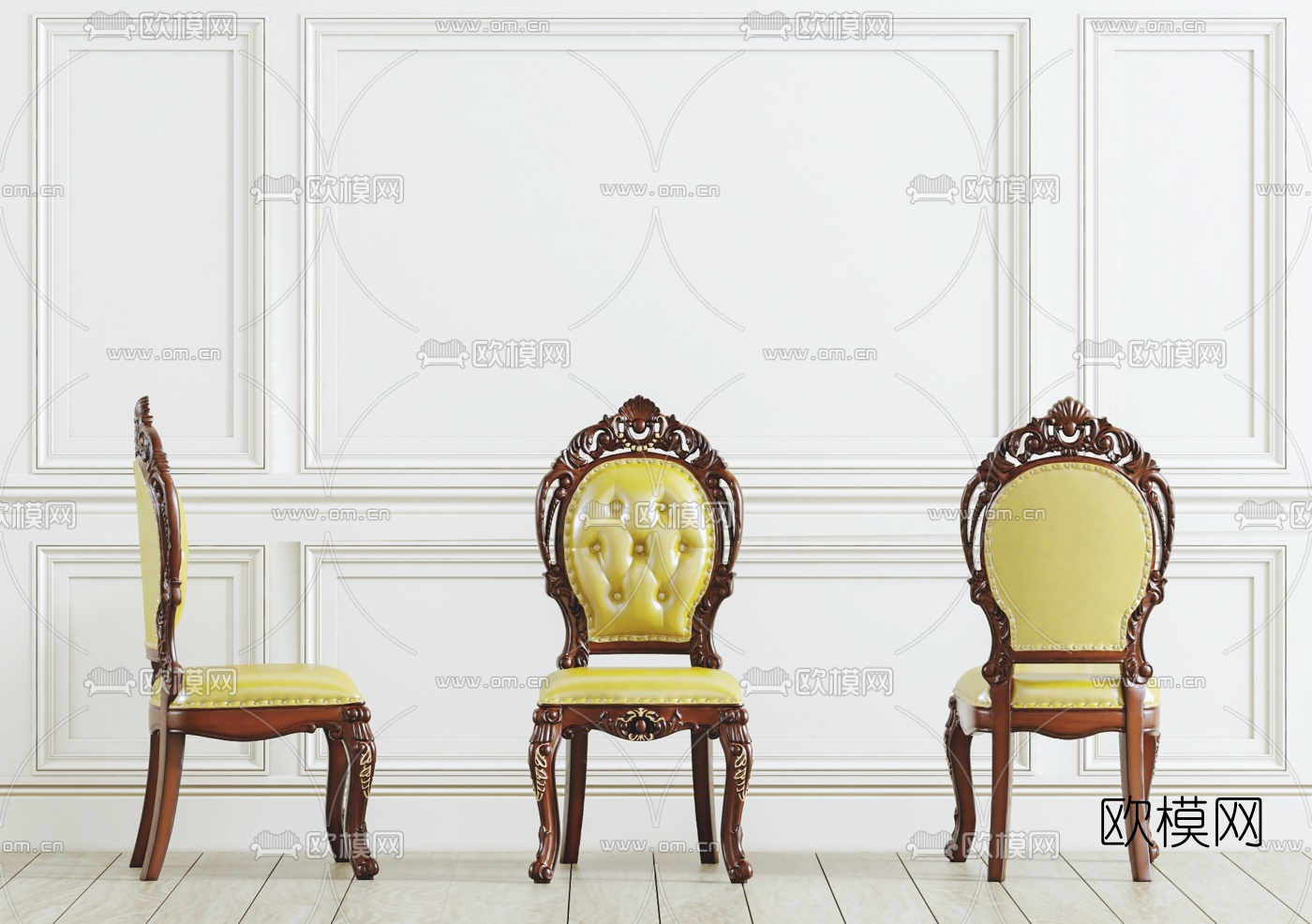 欧式皮革餐椅3D模型下载