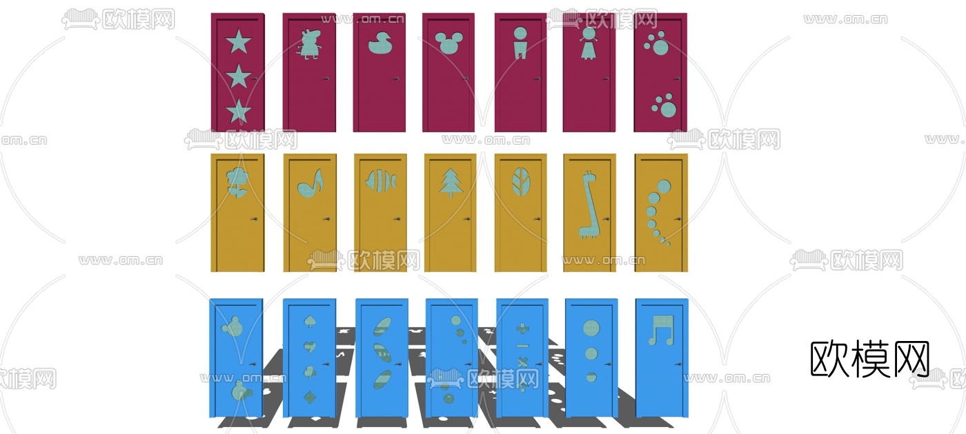 现代儿童单开门su模型下载
