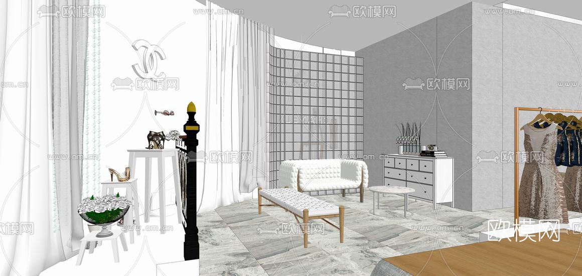 现代服装店su模型下载（渲染图6）