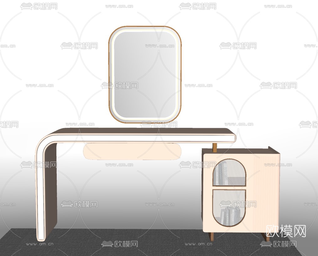 现代轻奢梳妆台su模型下载（渲染图2）