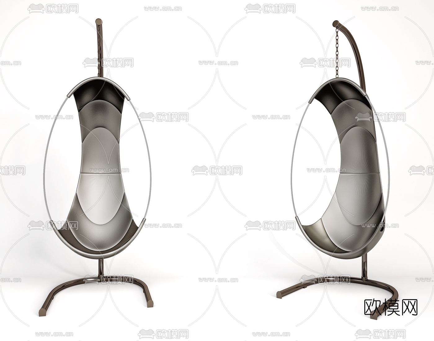 现代皮革休闲吊椅3d模型下载（渲染图1）