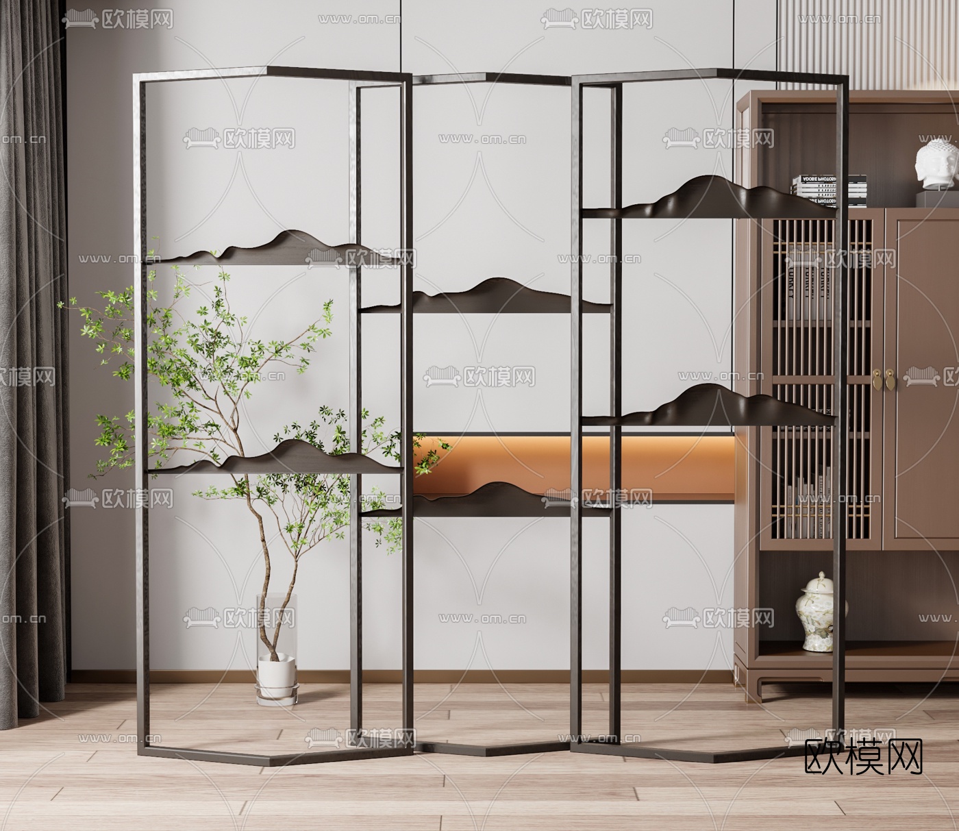新中式屏风3d模型