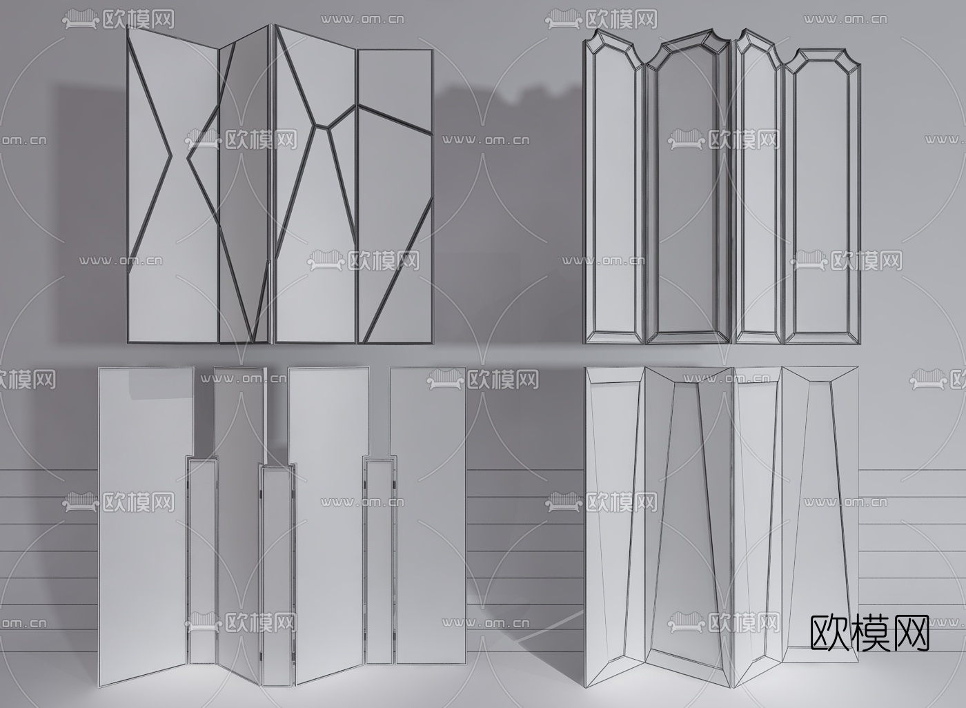 后现代金属屏风隔断3d模型下载（渲染图2）
