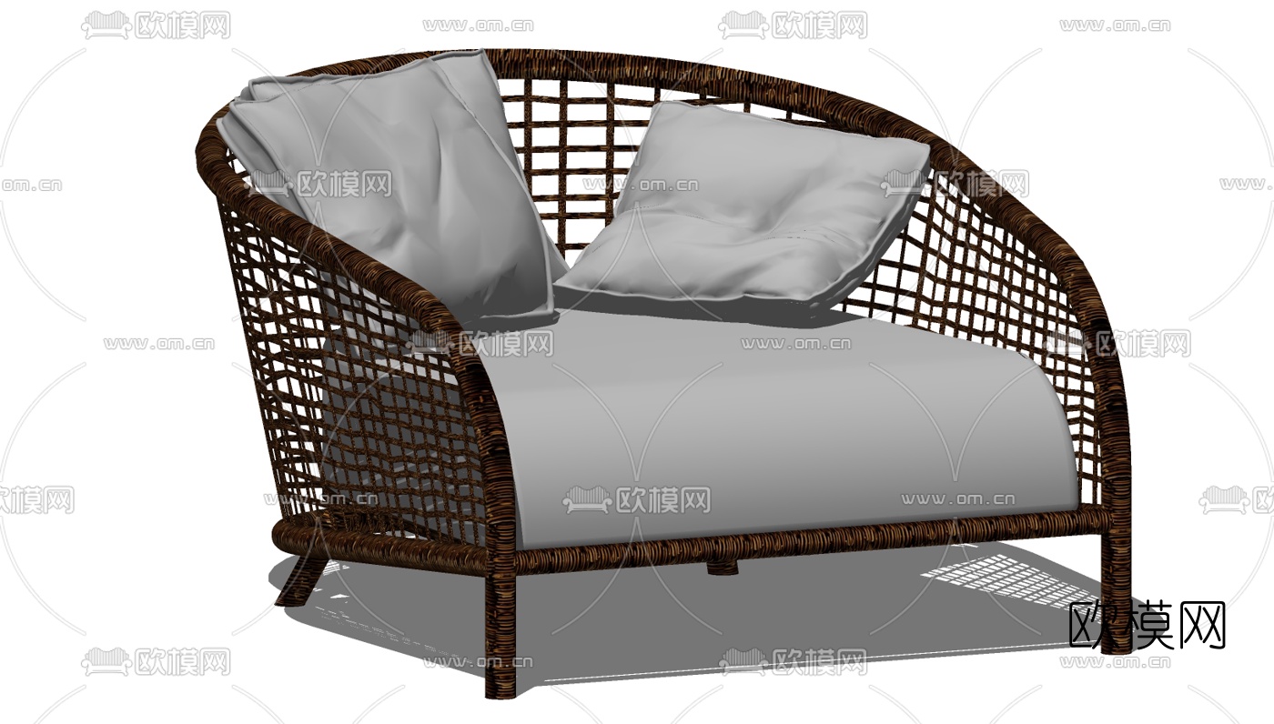 现代藤编户外椅免费su模型下载