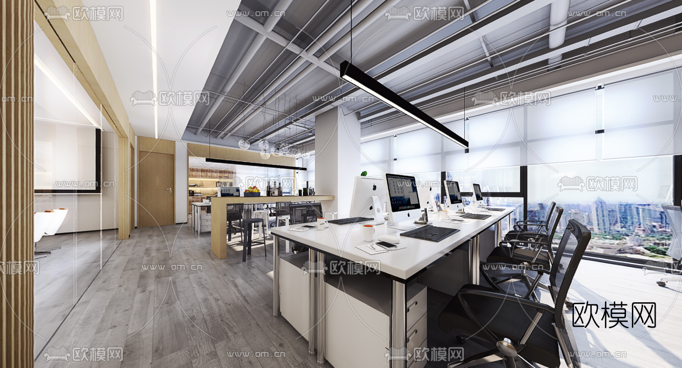 工业风办公室办公区3d模型