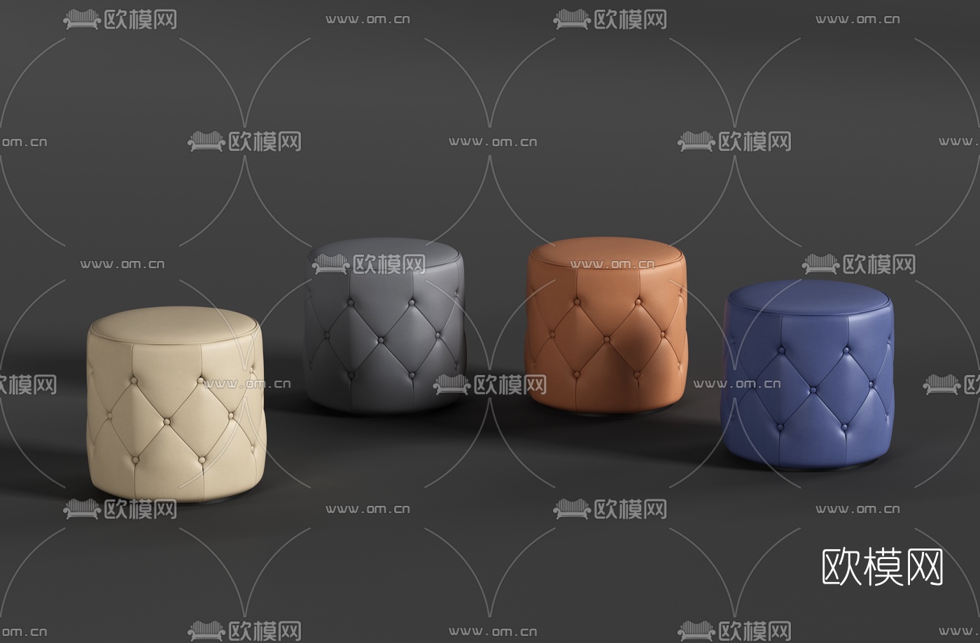 现代皮革凳子3d模型下载