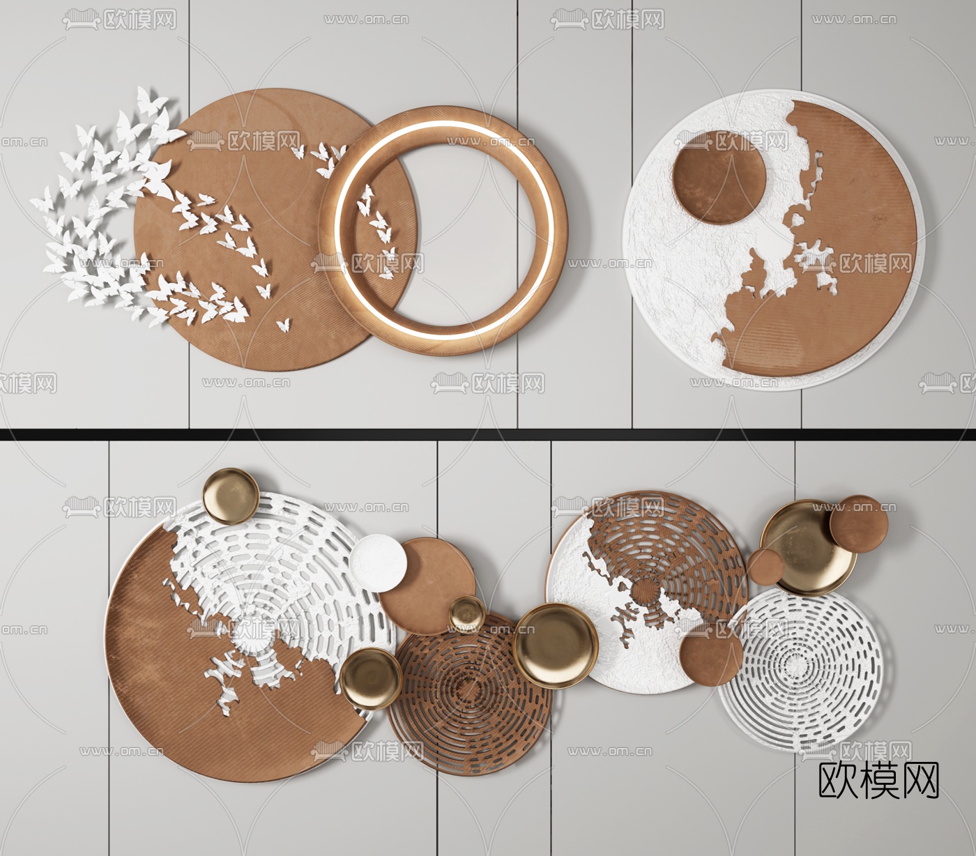 现代轻奢墙饰挂件3d模型下载