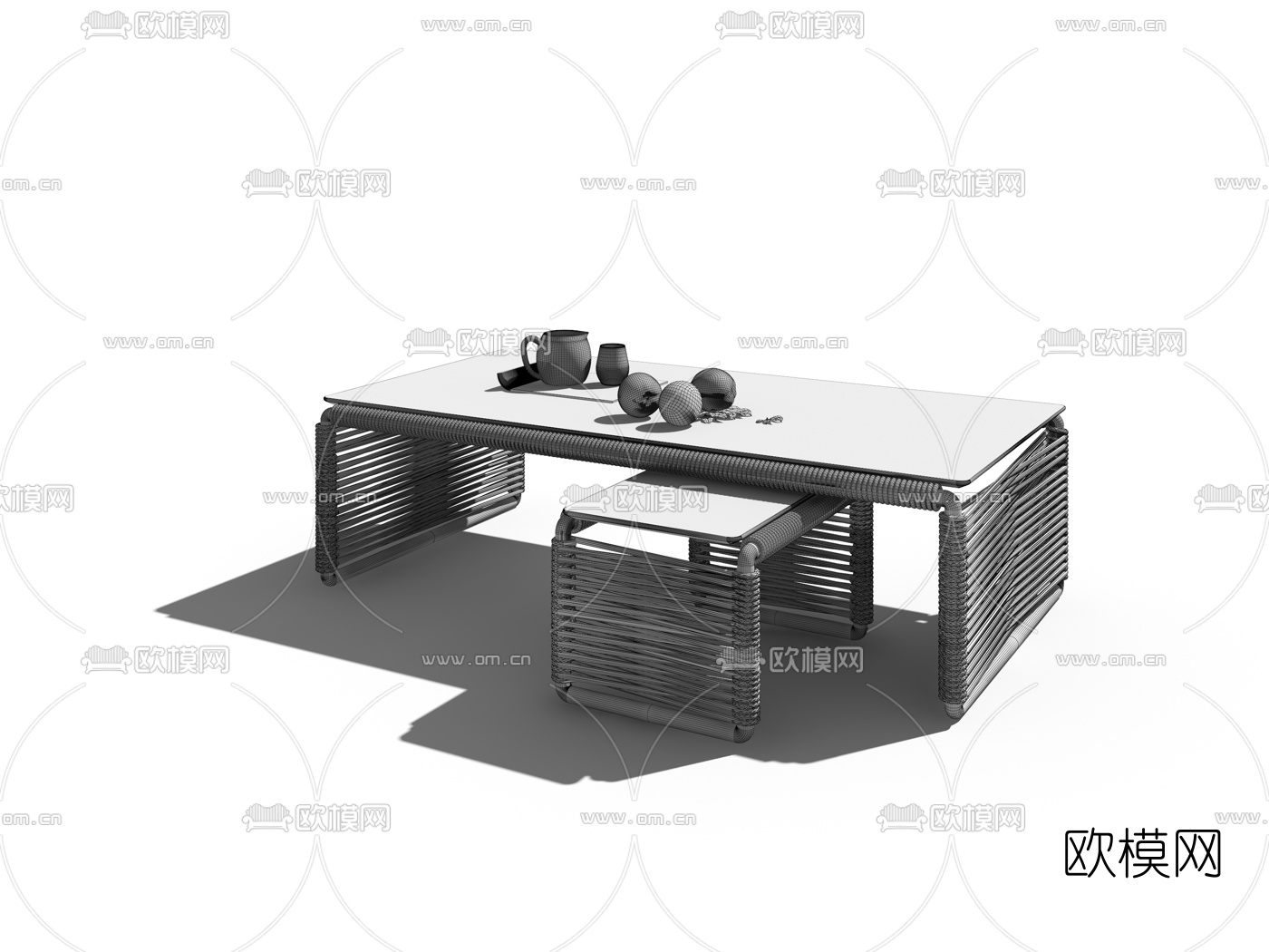 意大利FLEXFORM品牌 现代编织户外茶几3d模型