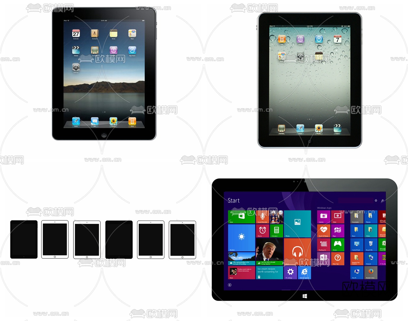 现代平板电脑组合su模型下载