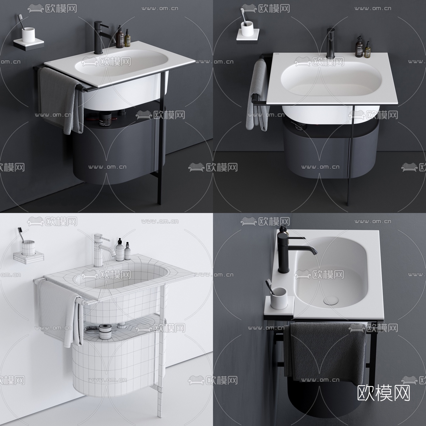 现代洗手盆洗手台3d模型
