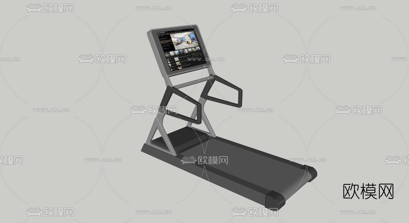 现代健身器械跑步机su模型下载（渲染图2）