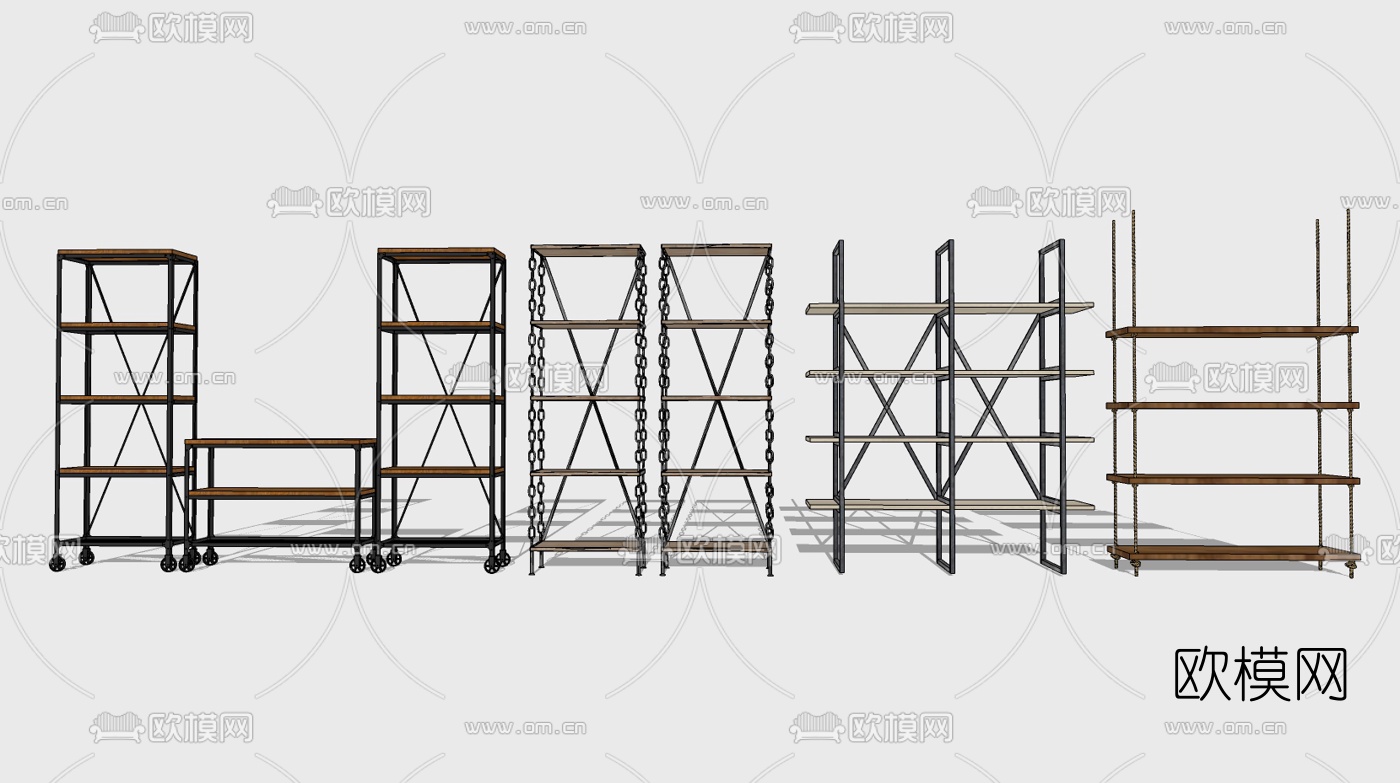 工业风书架装饰架su模型下载