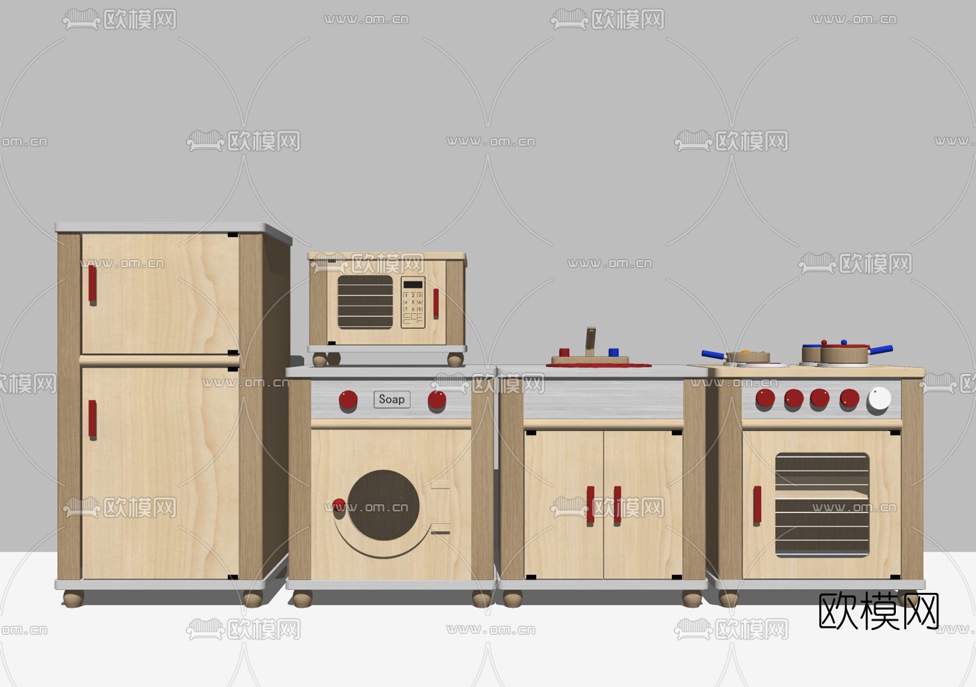 现代儿童厨房玩具su模型下载