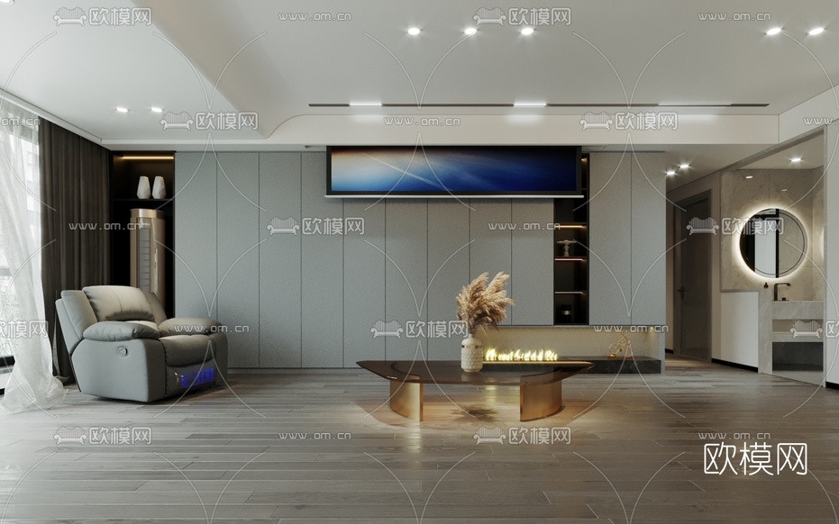 现代客厅3d模型下载(渲染图2)