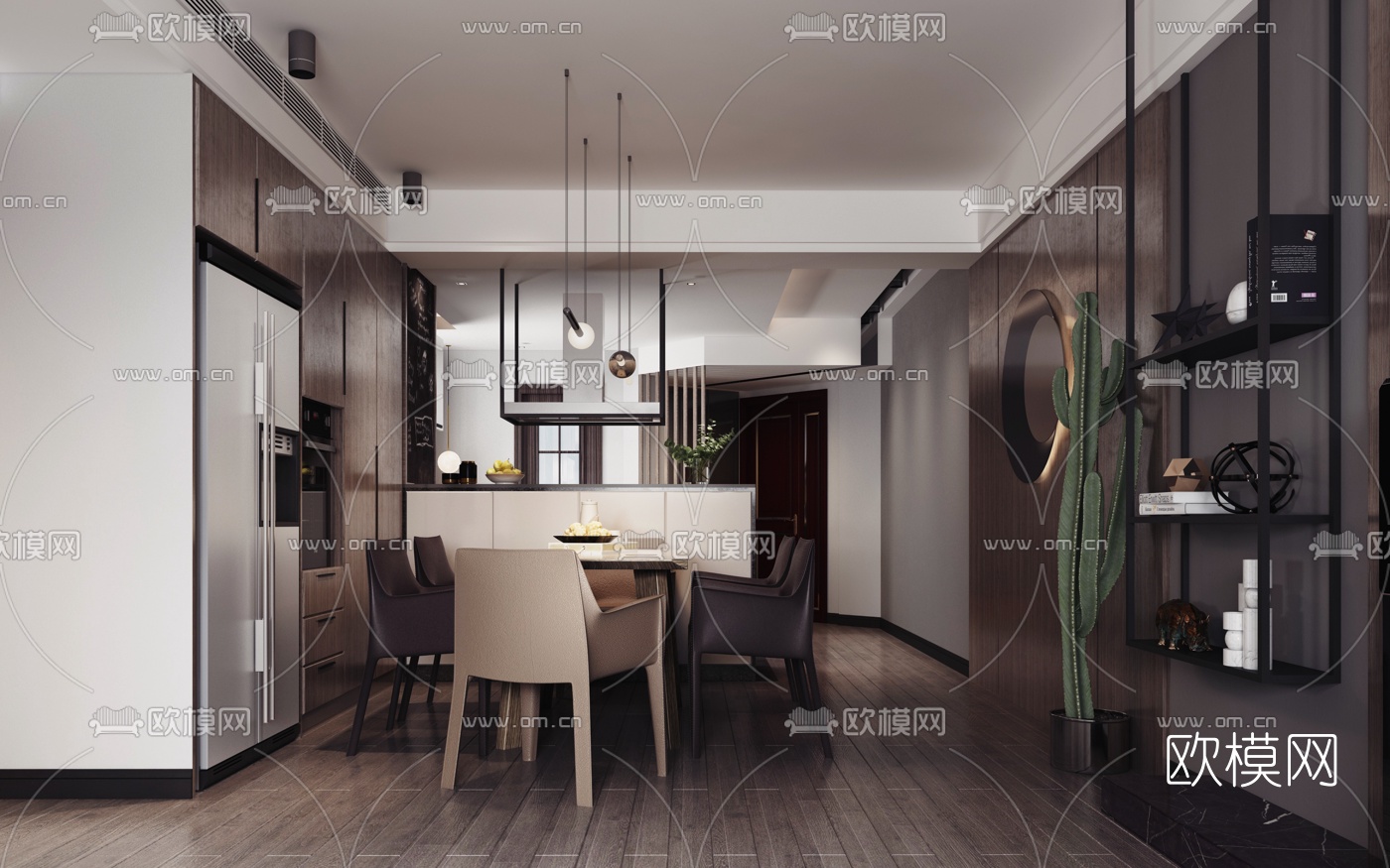 现代客餐厅厨房3d模型