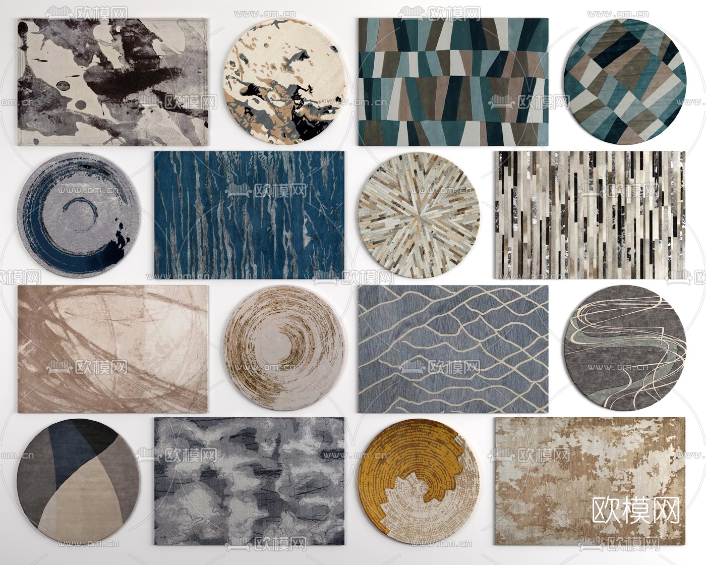 现代几何图案地毯3d模型下载