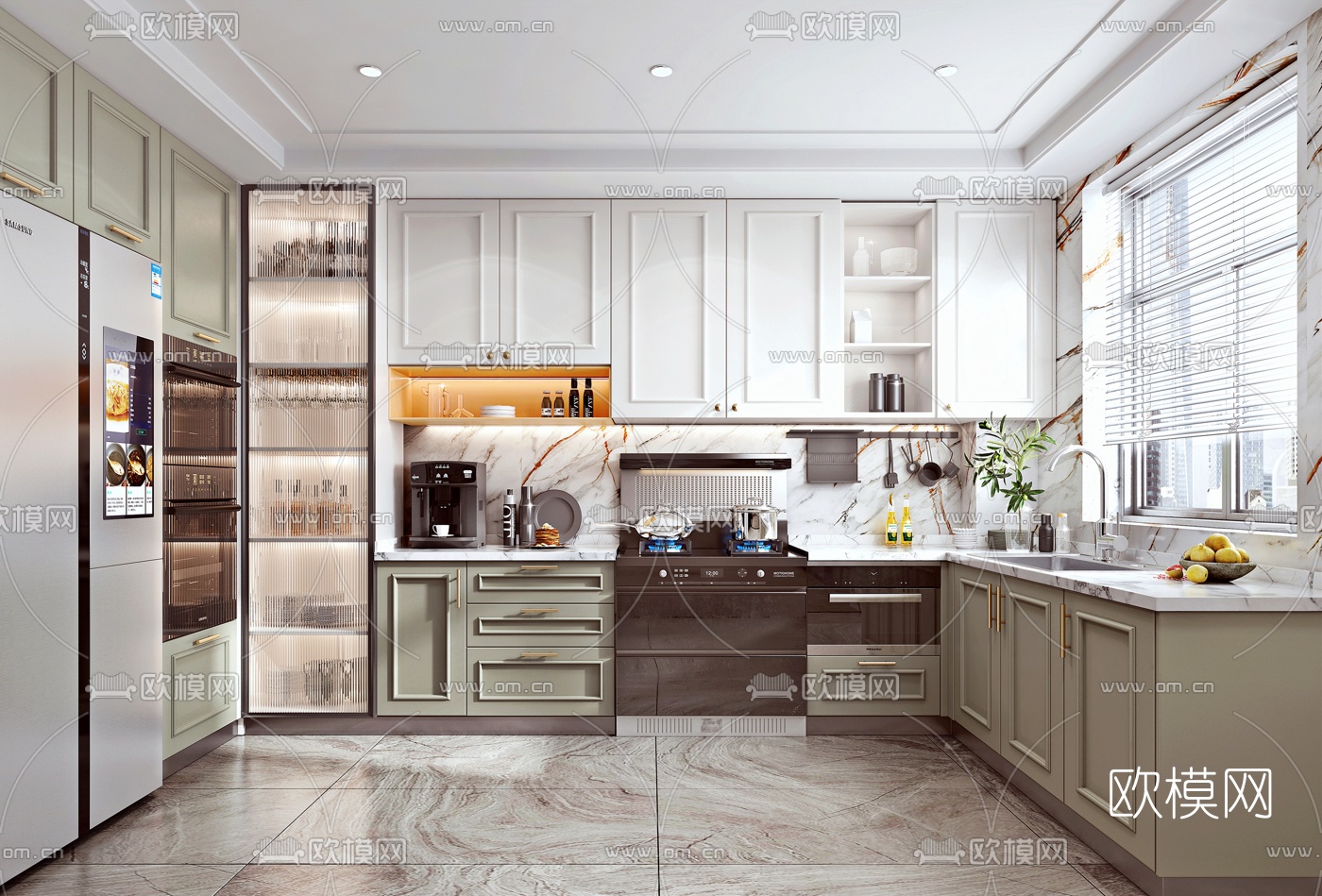 北欧厨房su模型下载（渲染图1）