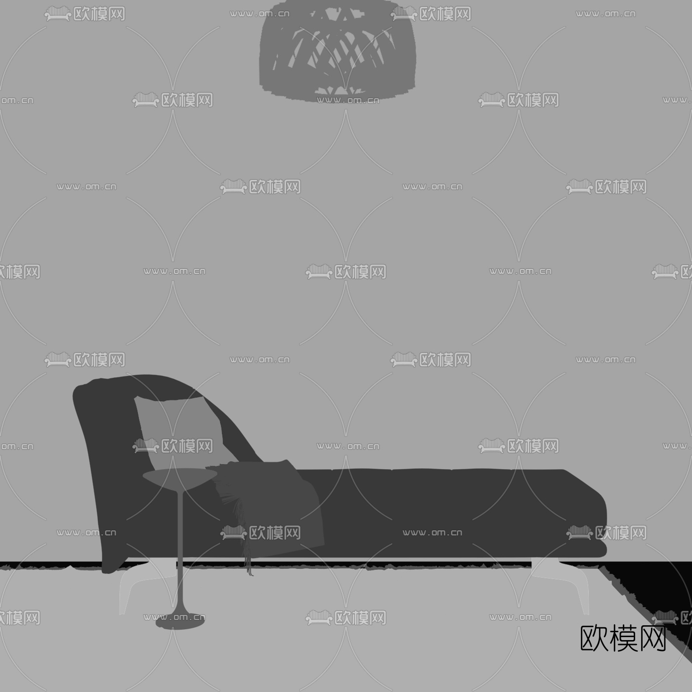 意大利driade品牌  现代皮革贵妃椅3d模型下载（渲染图2）