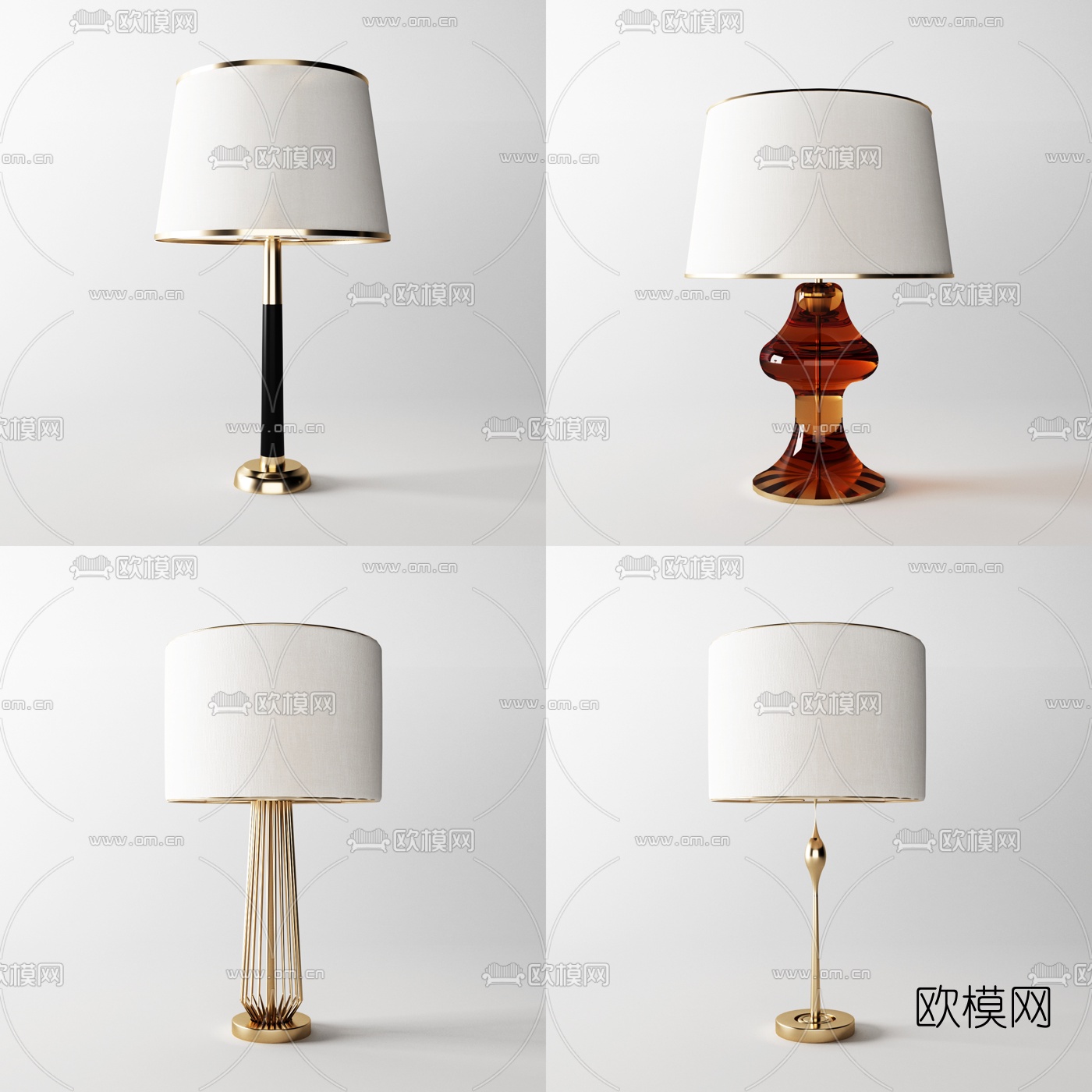 现代轻奢台灯3d模型下载