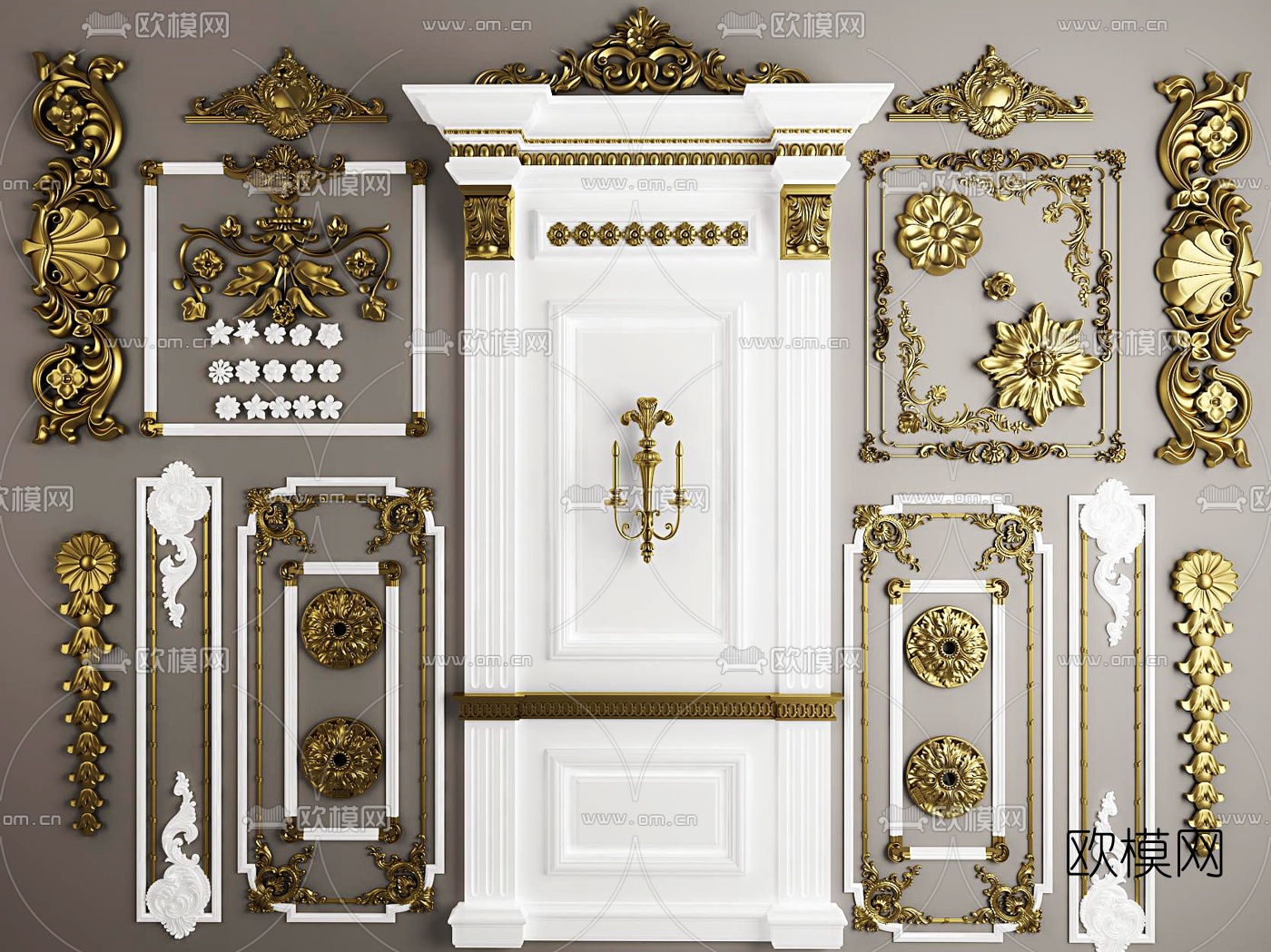 欧式角线石膏线雕花雕刻3d模型下载