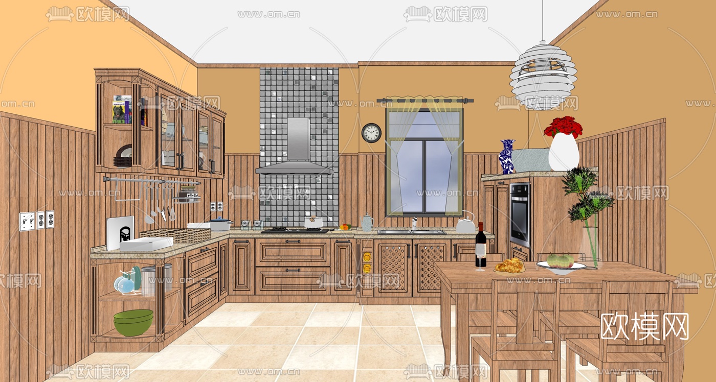 美式橱柜su模型下载